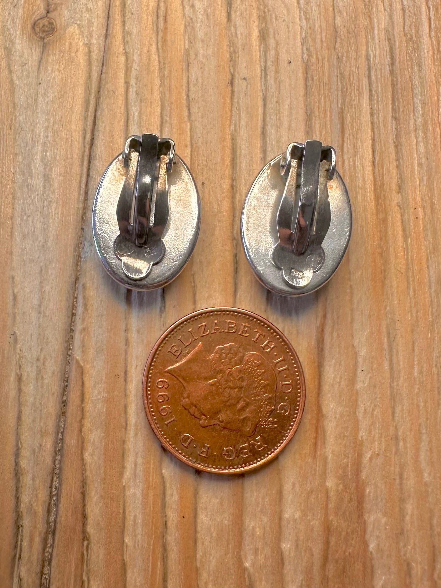 Vintage Amber 925 Silver Clip On Earrings