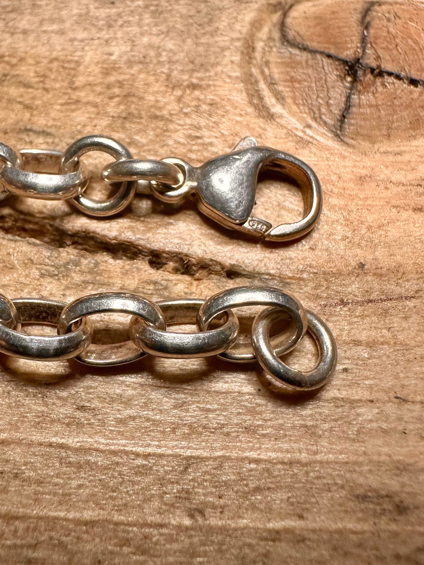 Vintage Belcher Chain 925 Silver 7.2 inch Bracelet