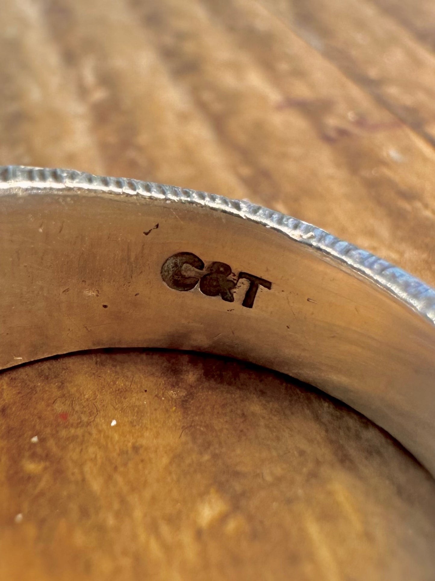 SB Initials Bark Effect Maker C&T 925 Sterling Silver Size M1/2 Ring