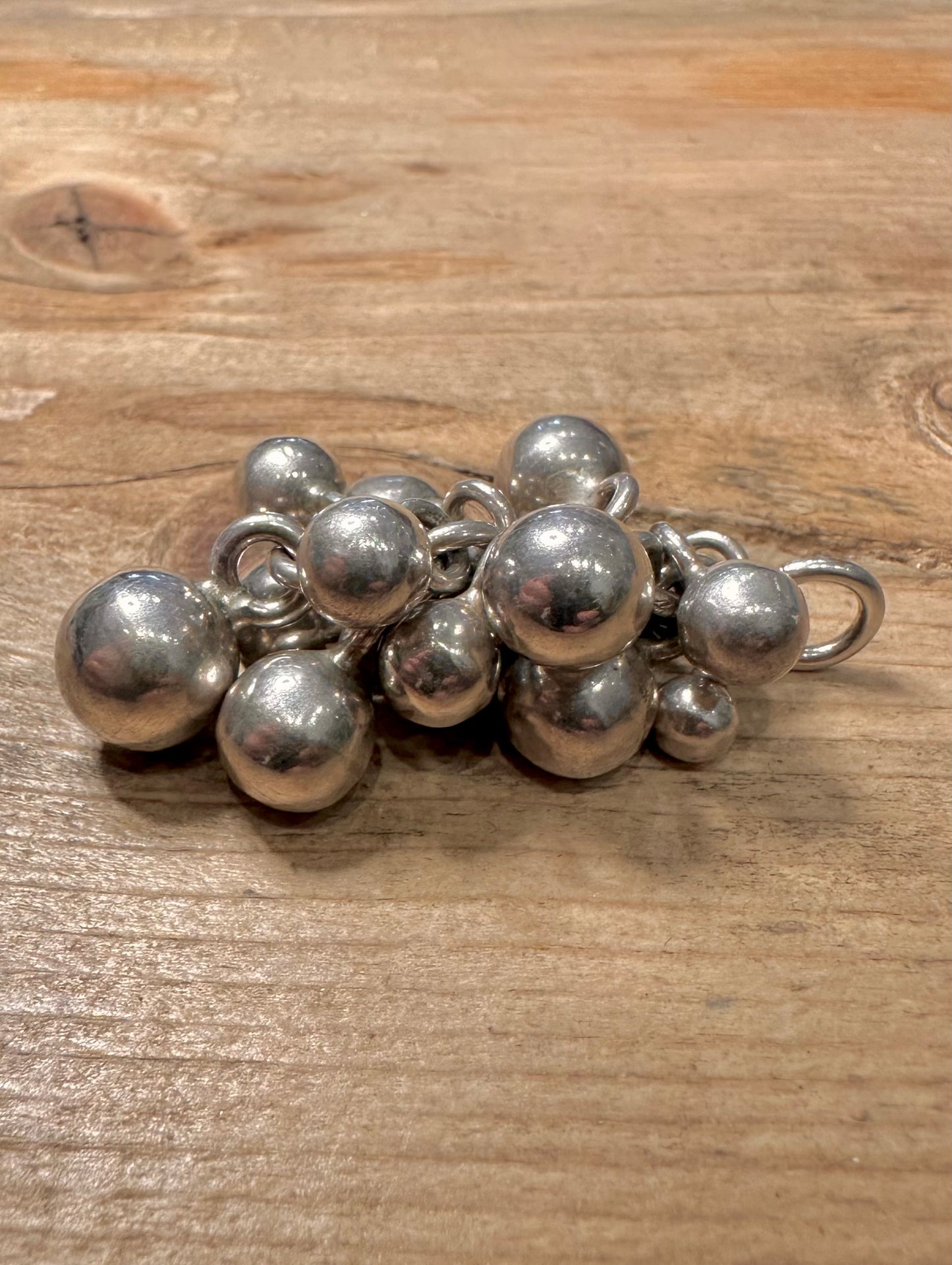 Abstract Handmade Heavy Ball Grape 925 Silver Pendant
