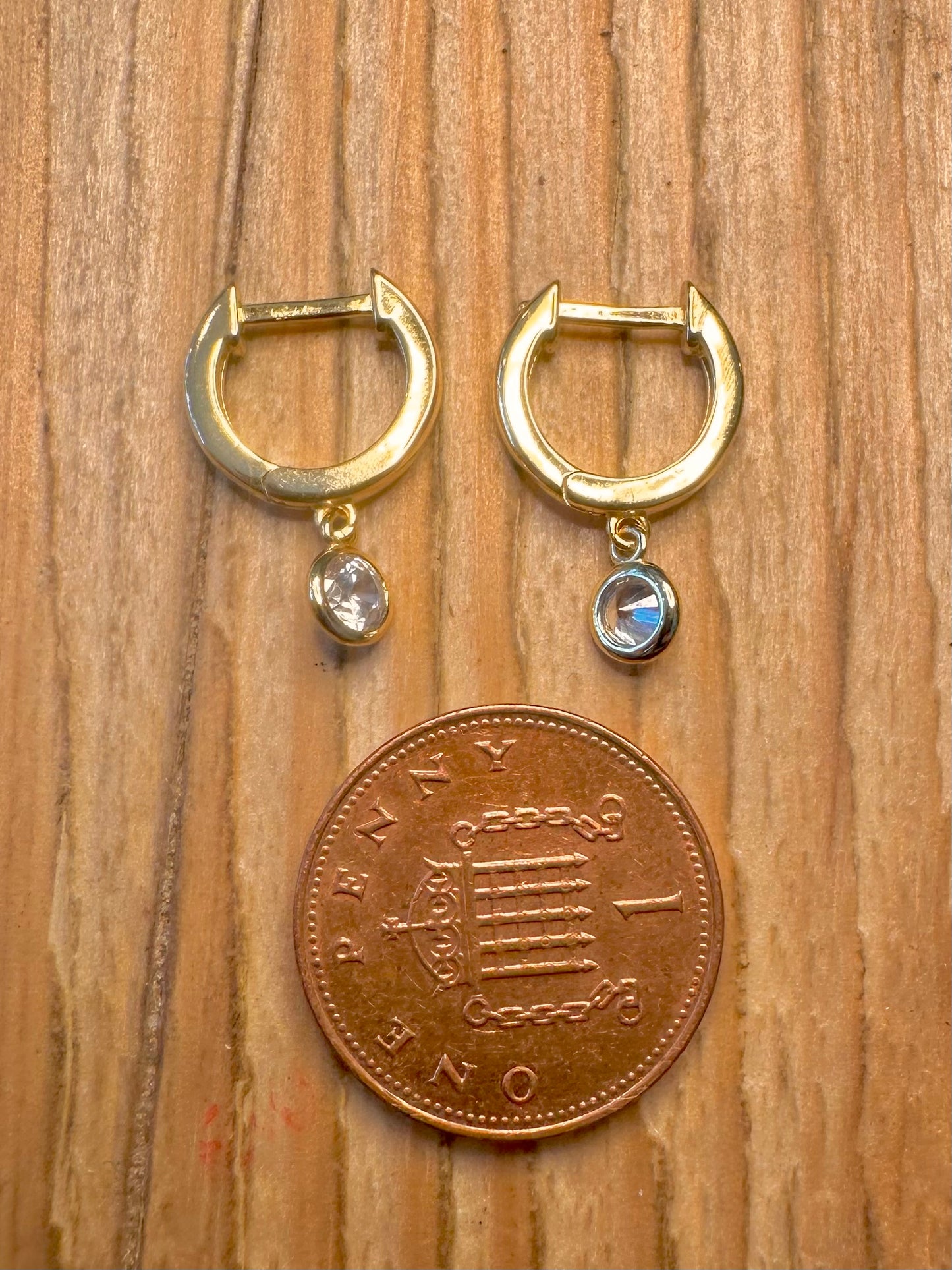 Modern Gold Hoop CZ Dangle 925 Sterling Silver Earrings