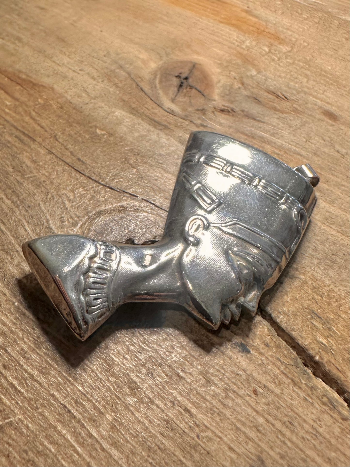 Vintage Large Egypt Nefertiti 925 Silver Pendant