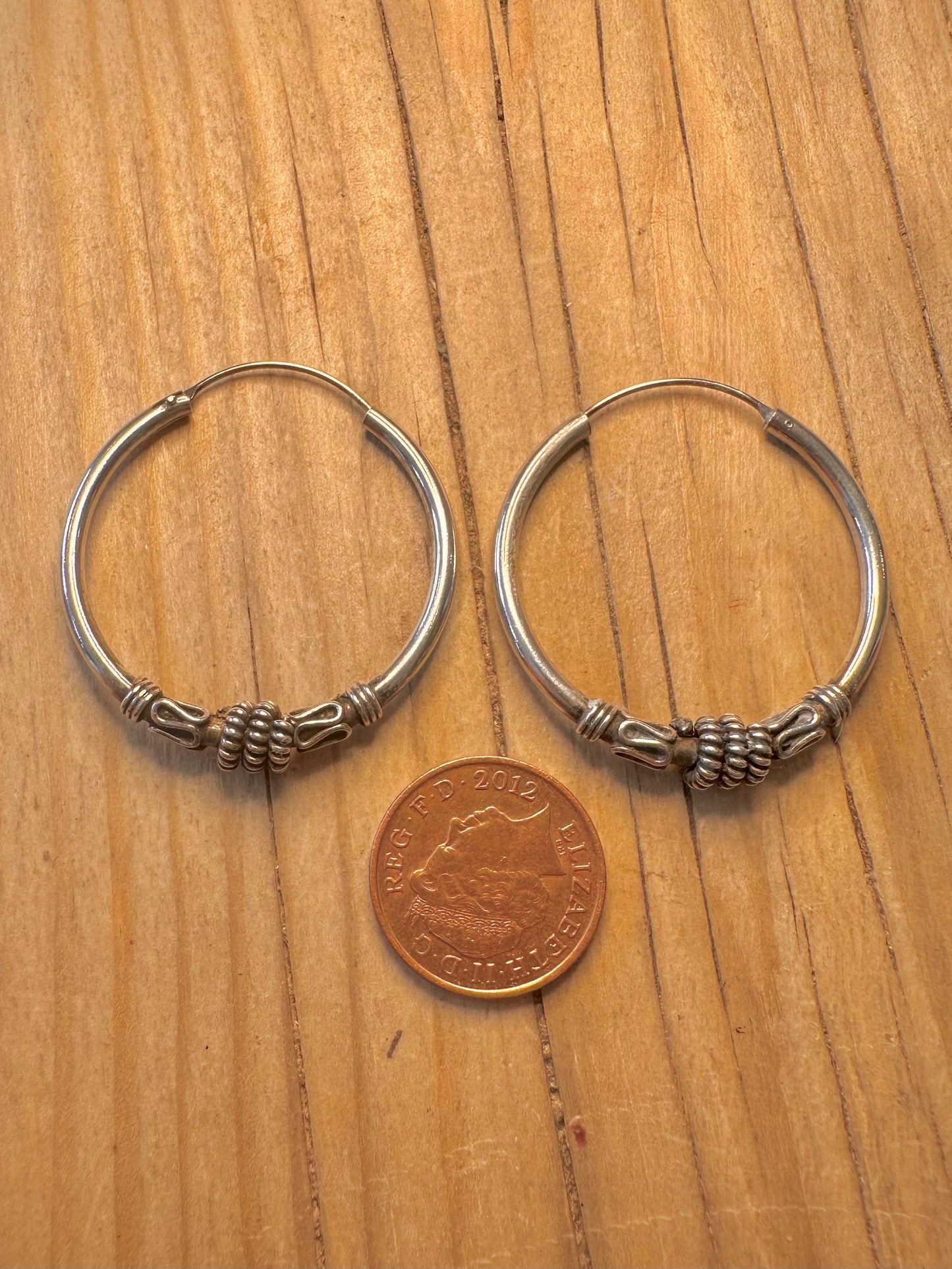 Vintage Tribal Hoops 925 Silver Earrings