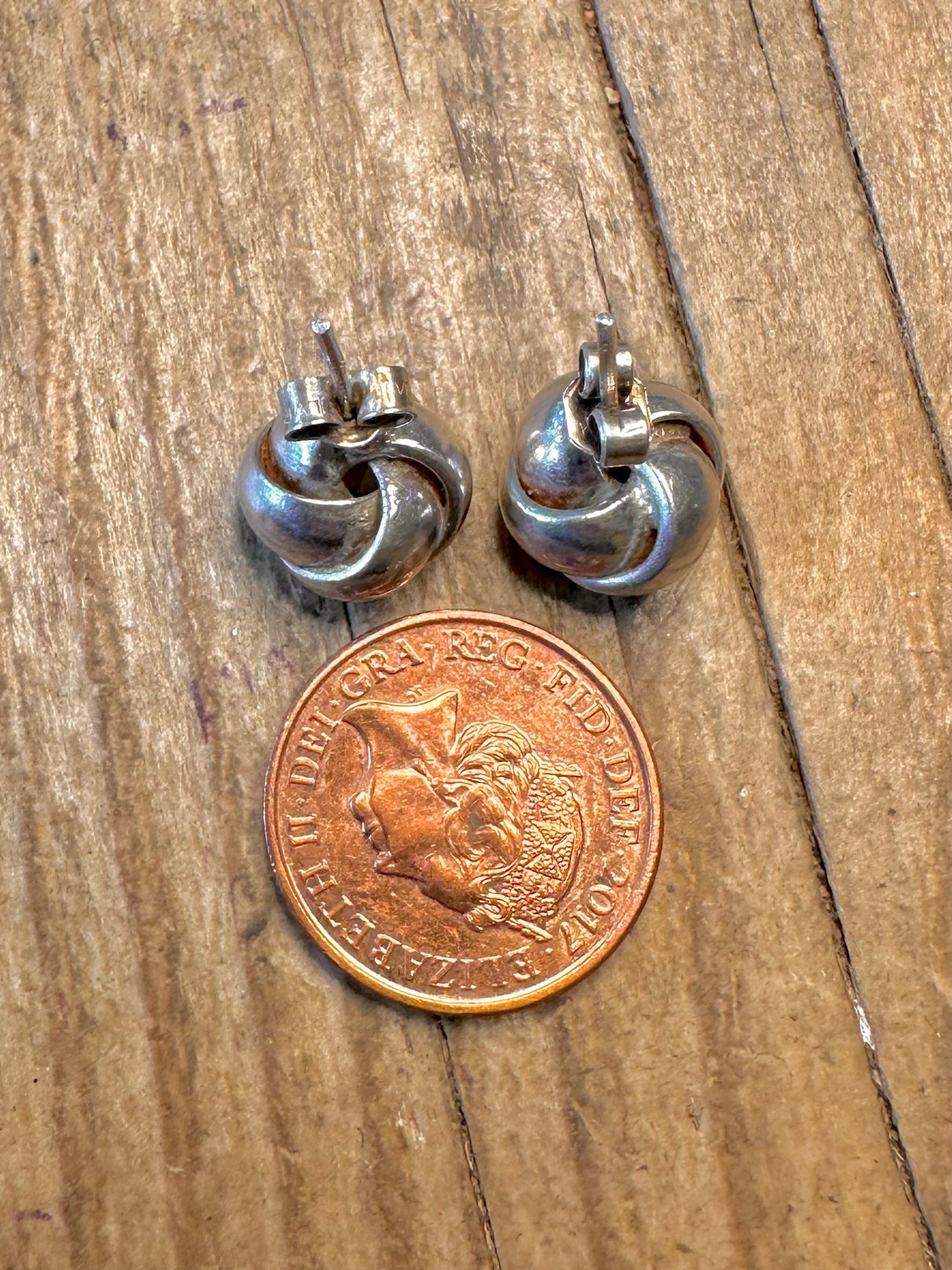Chunky Heavy Knot Studs 925 Sterling Silver Earrings