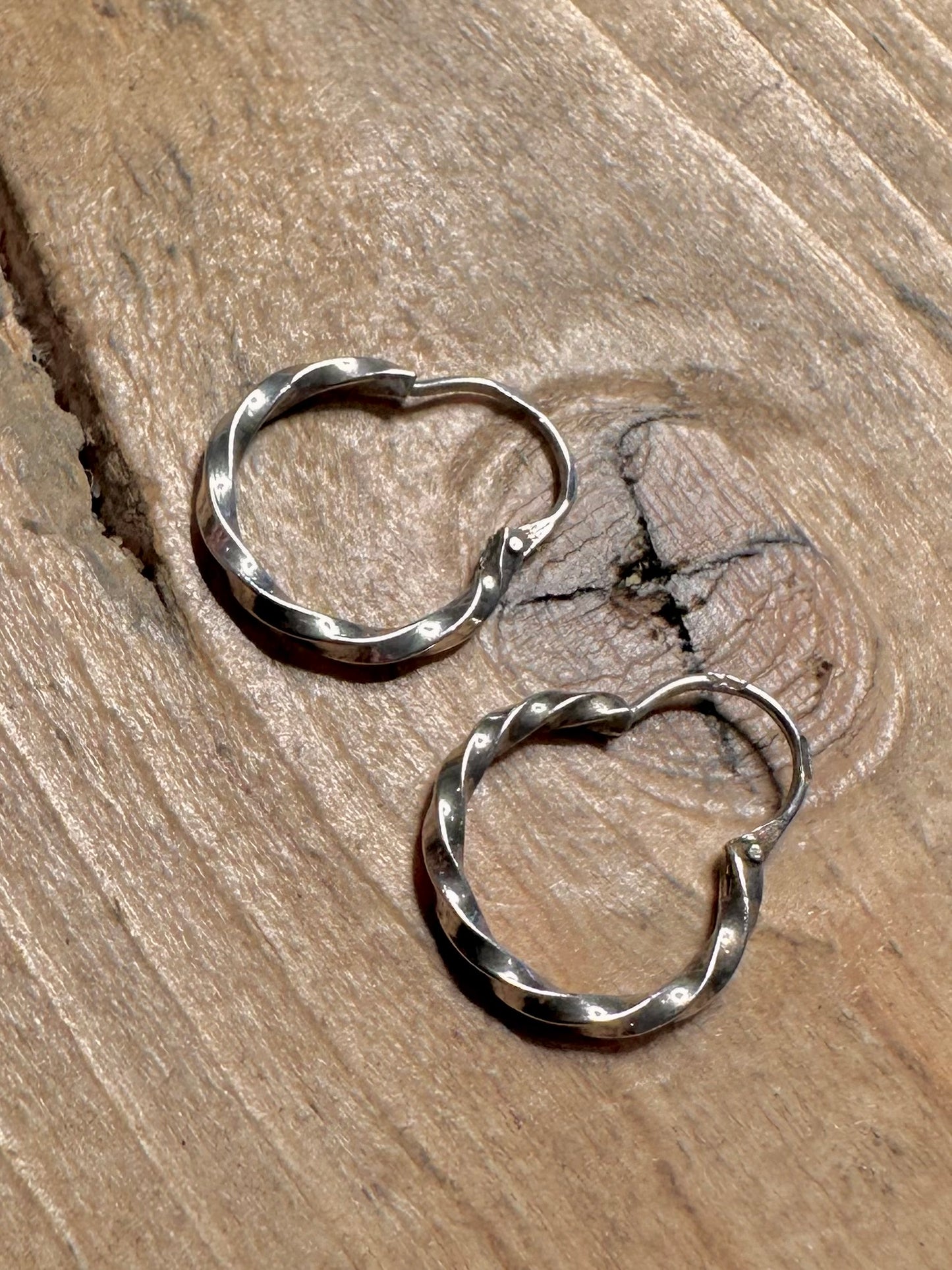 Vintage Twisted Hoops 925 Silver Earrings