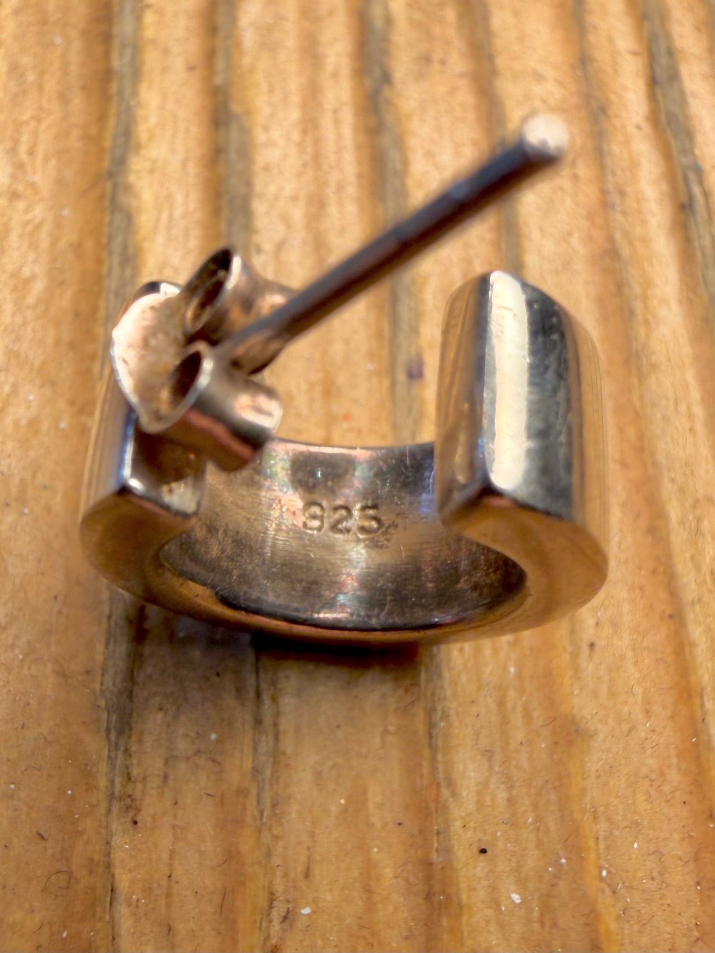 Chunky Half Hoop 925 Sterling Silver Earrings