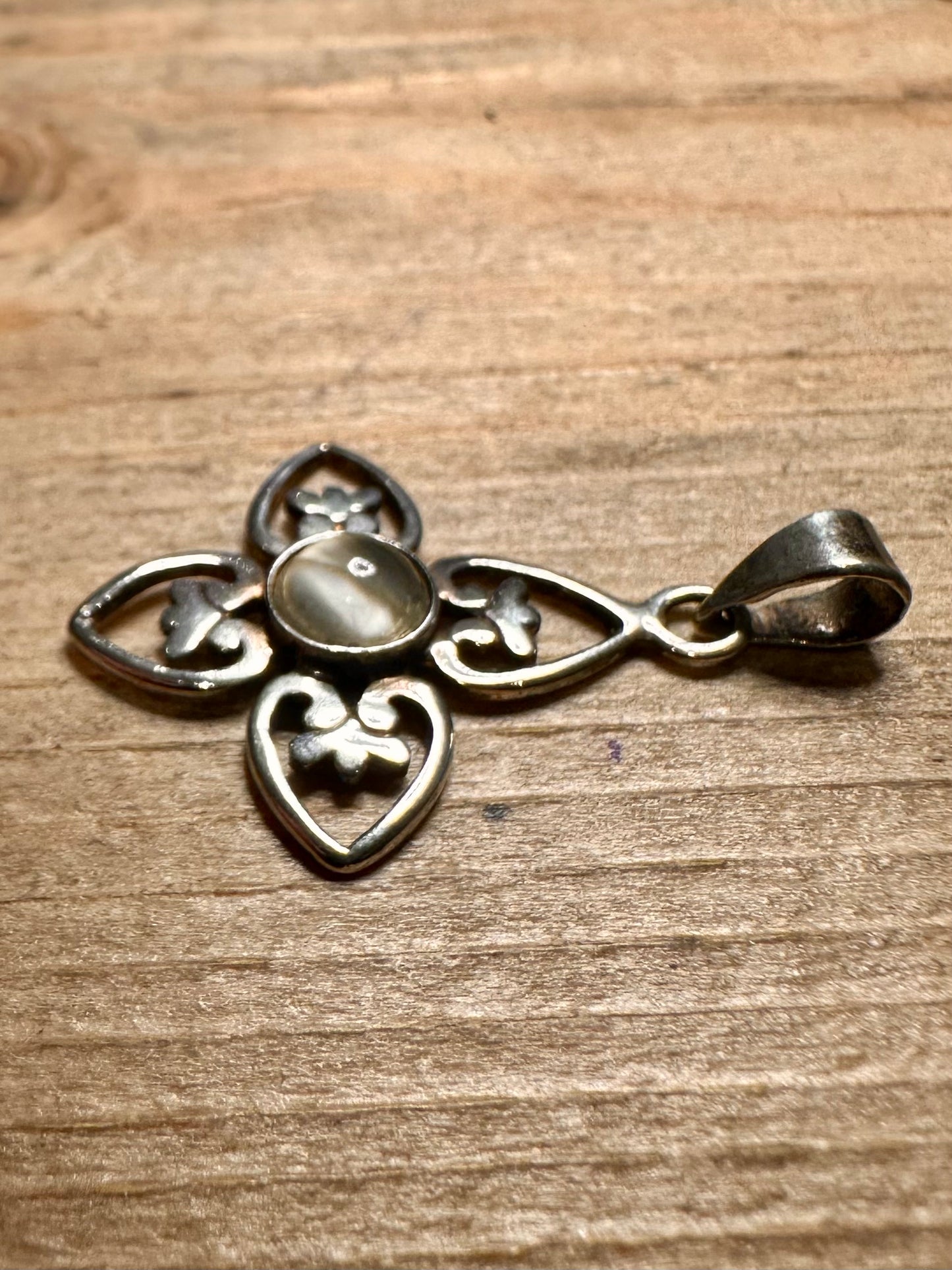 Vintage Scottish Revival Moonstone 925 Silver Pendant