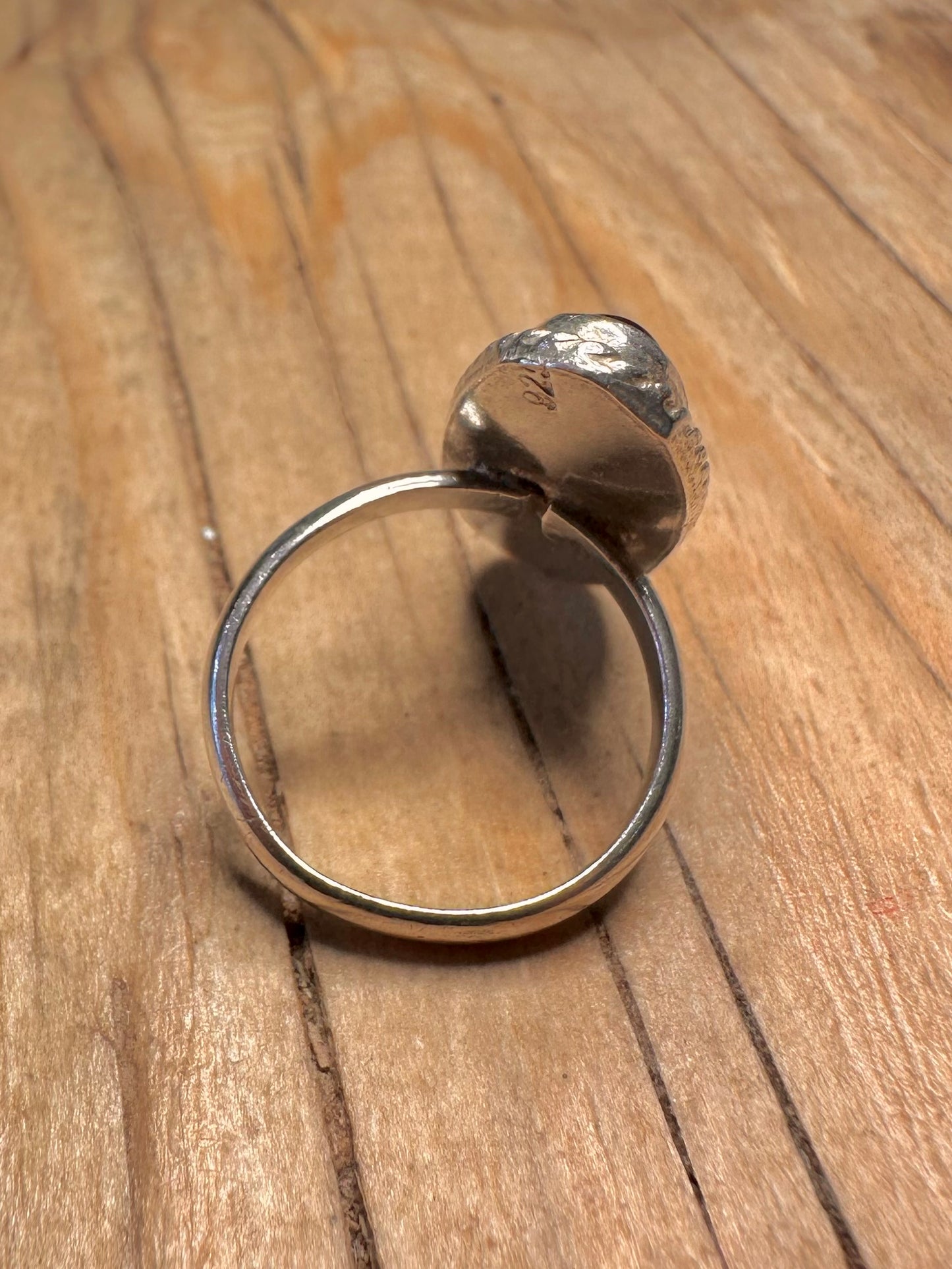 Vintage Black Oval 925 Sterling Silver Size M Ring