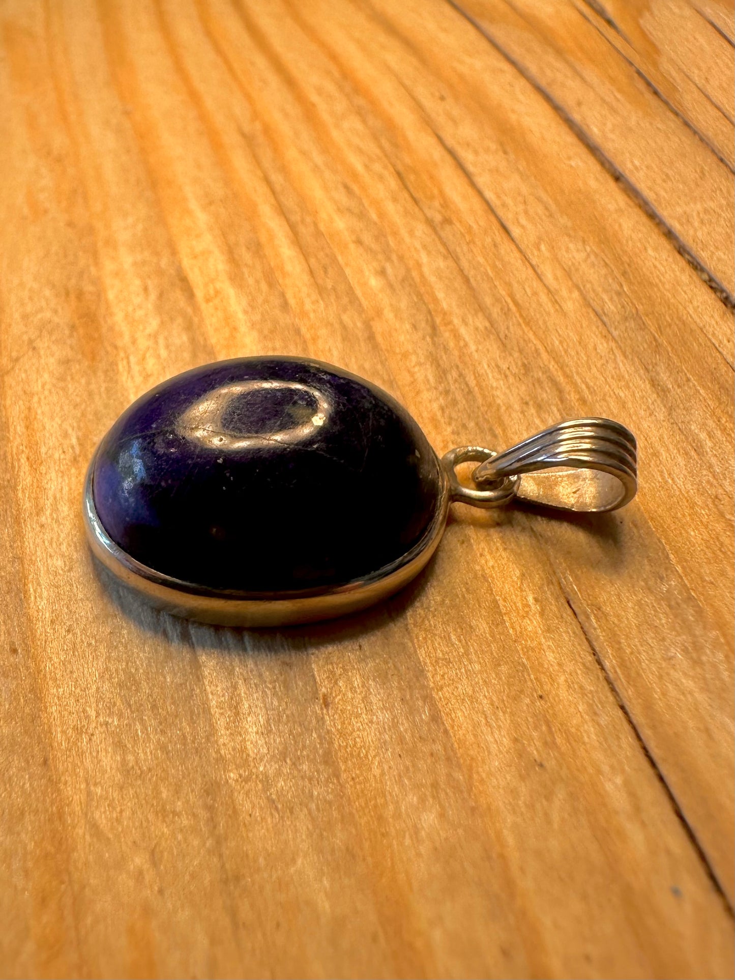 Vintage Lapis Oval 925 Silver Pendant