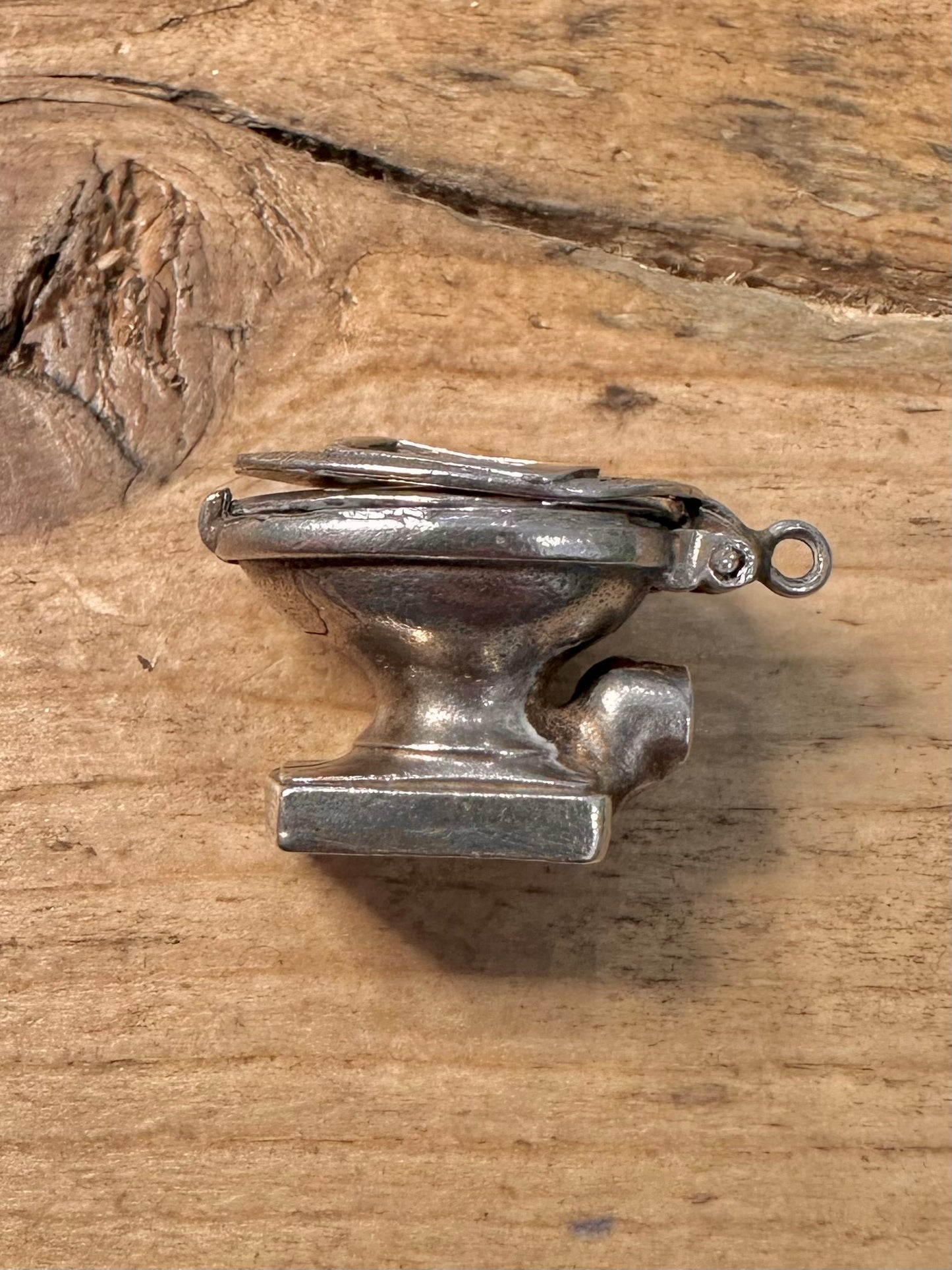 Vintage Toilet Playing Cards Articulated 925 Silver Charm Pendant