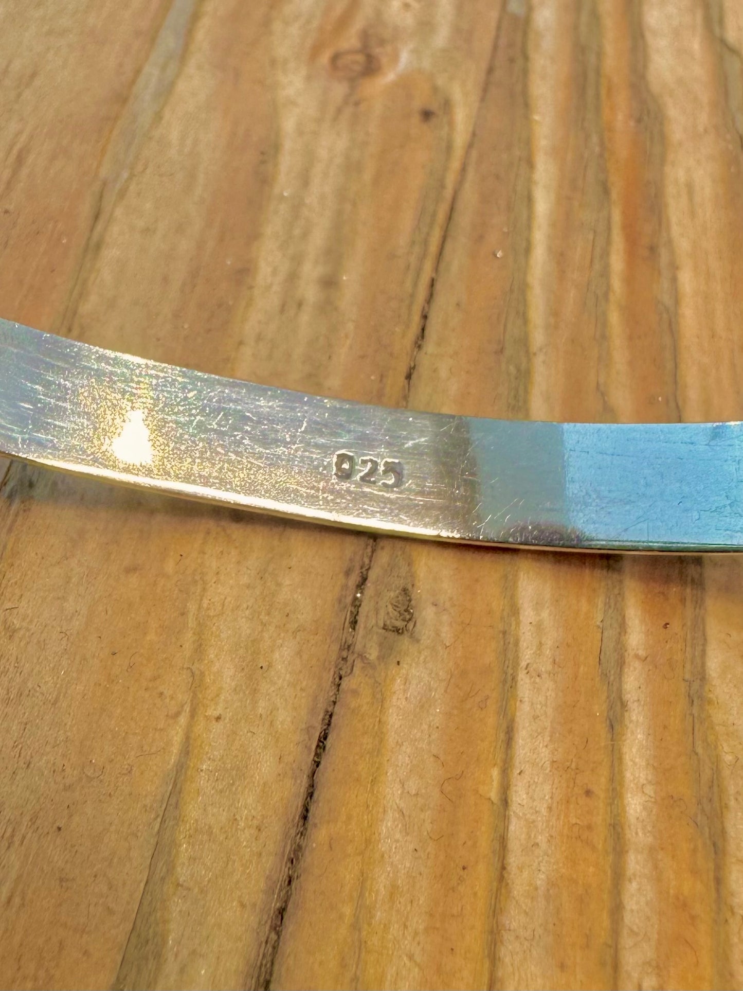 Two Moonstone Swirl Front Clasp 925 Sterling Silver Bangle