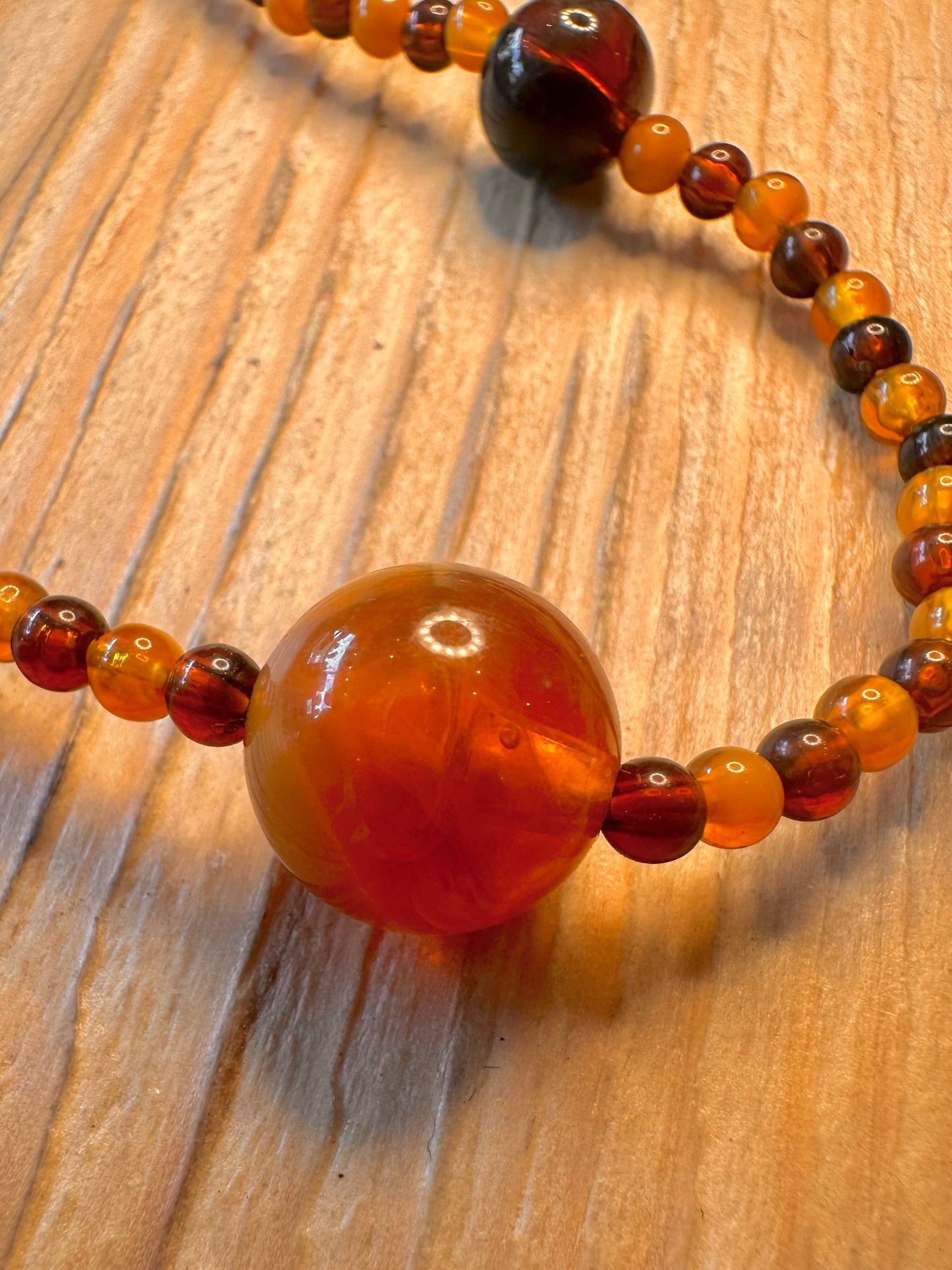 Vintage Amber Bead Costume 26 inch Necklace