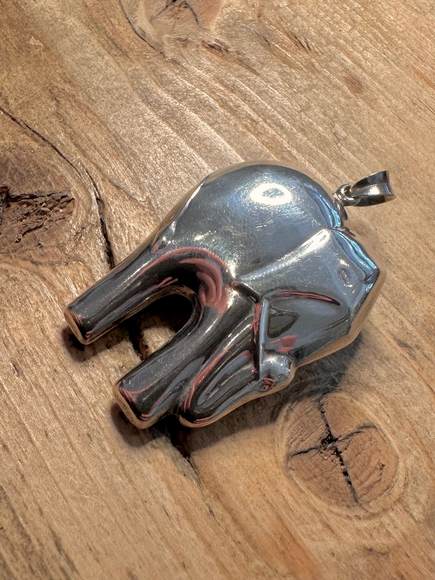 Vintage Chunky Elephant 925 Silver Pendant