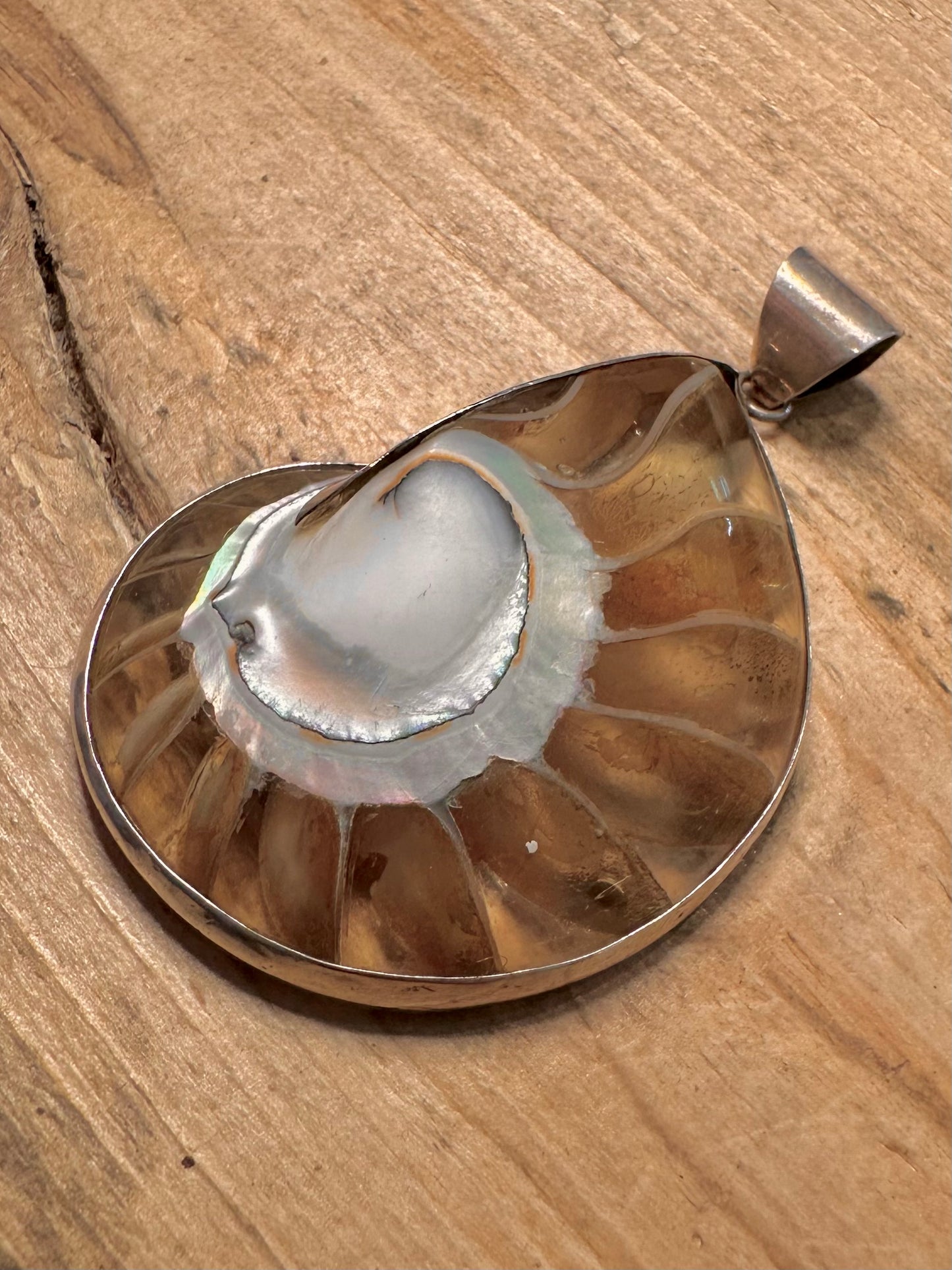 Abstract Transparent Nautilus Shell 925 Silver Pendant