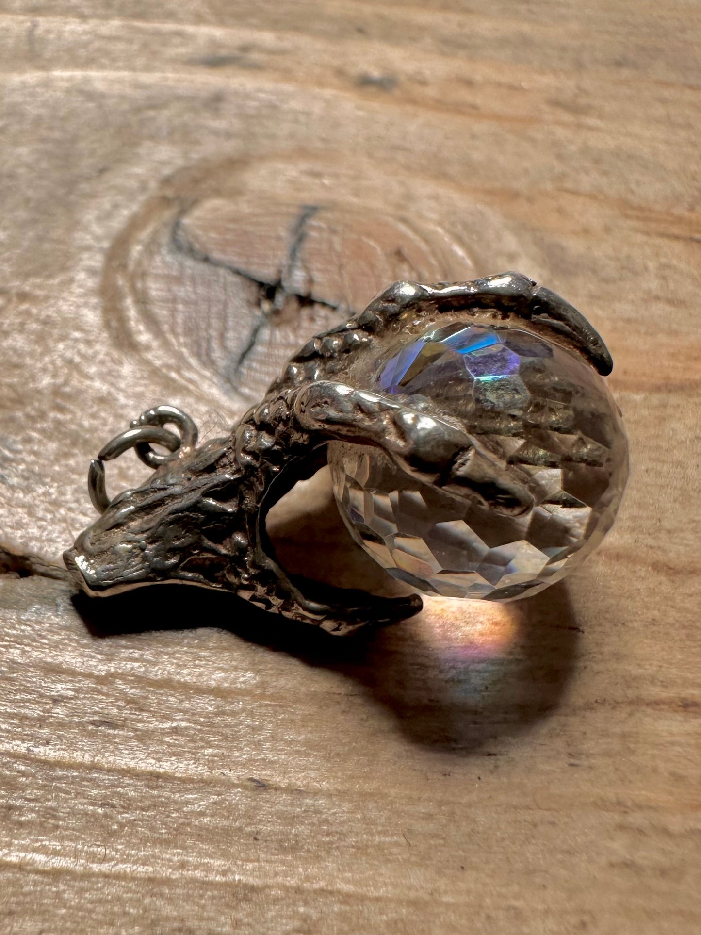 Vintage Crystal Claw 925 Silver Charm Pendant