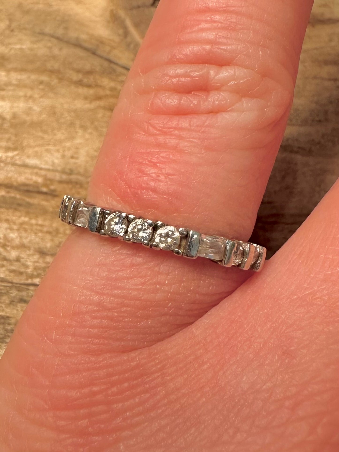 Vintage Elanza CZ Band 925 Silver Size N Ring
