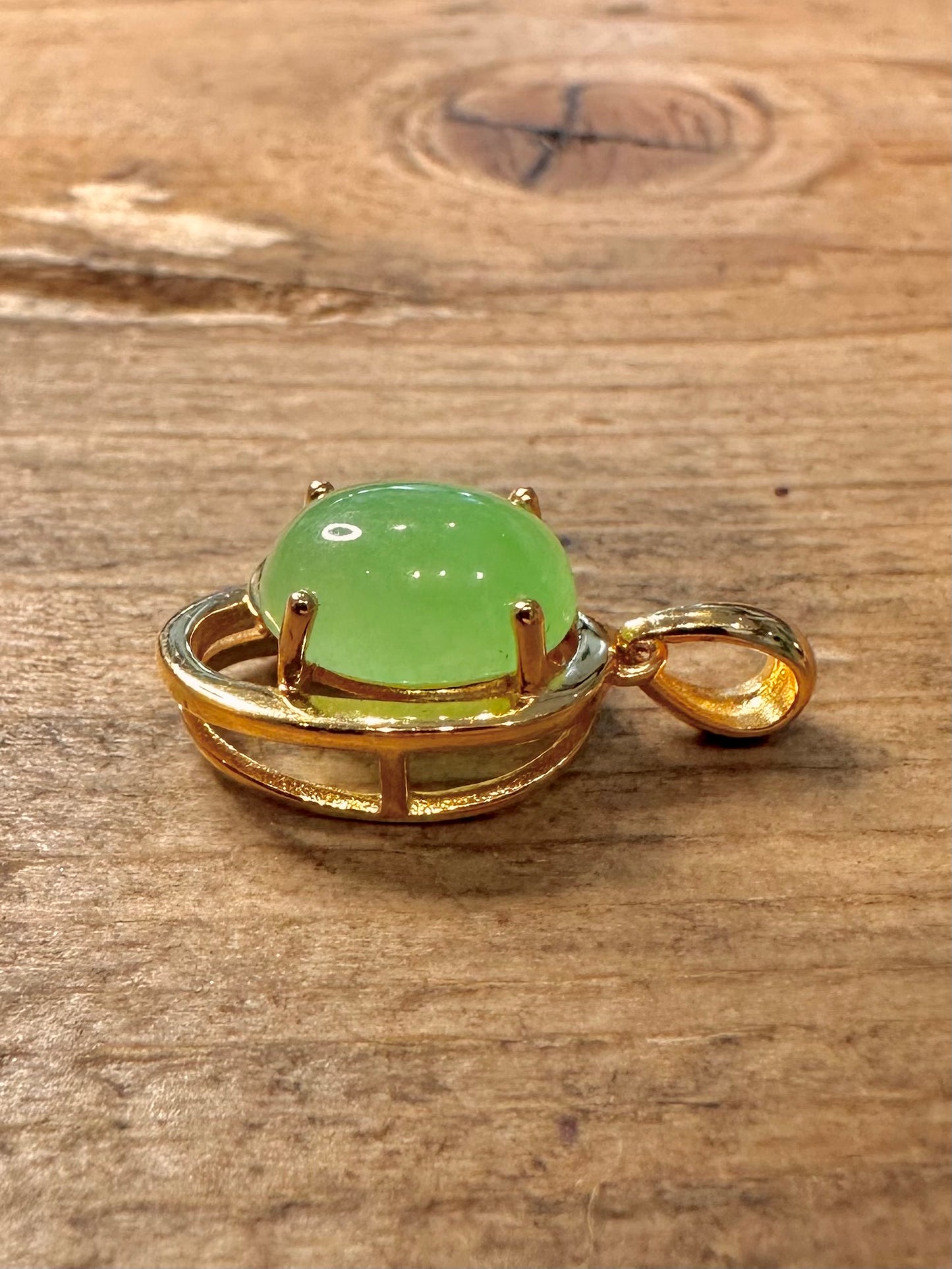 Modern Green Stone Gold on 925 Silver Pendant