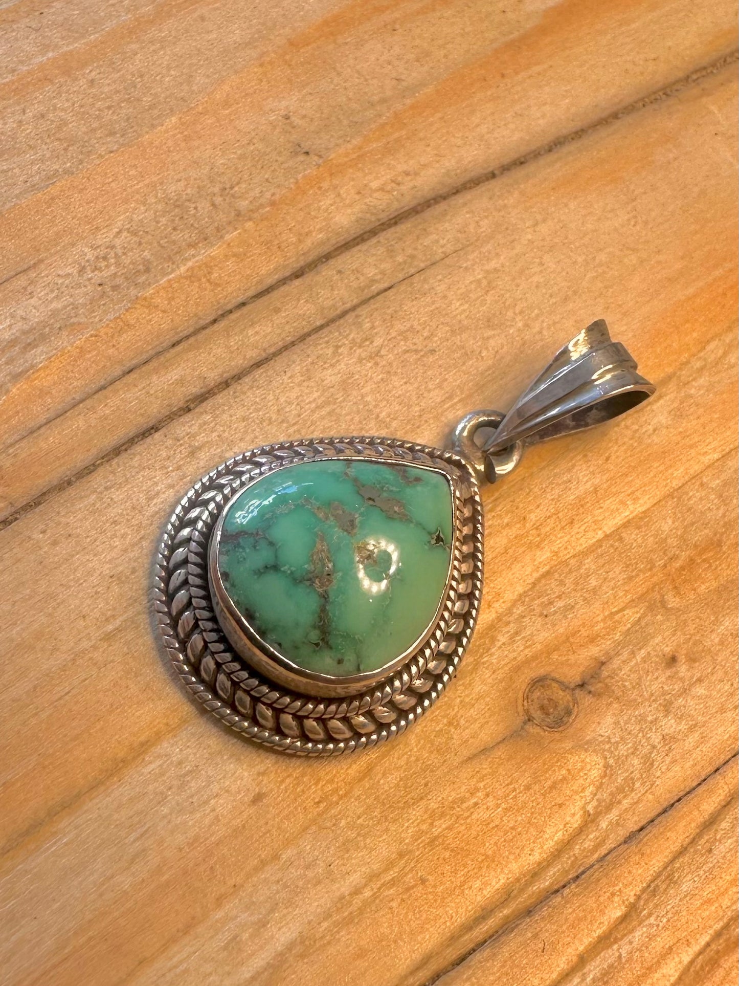 Vintage Turquoise Tribal 925 Sterling Silver Pendant