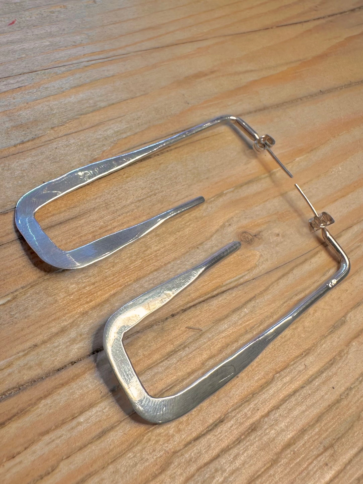 Abstract Rectangle Hoop 925 Sterling Silver Earrings
