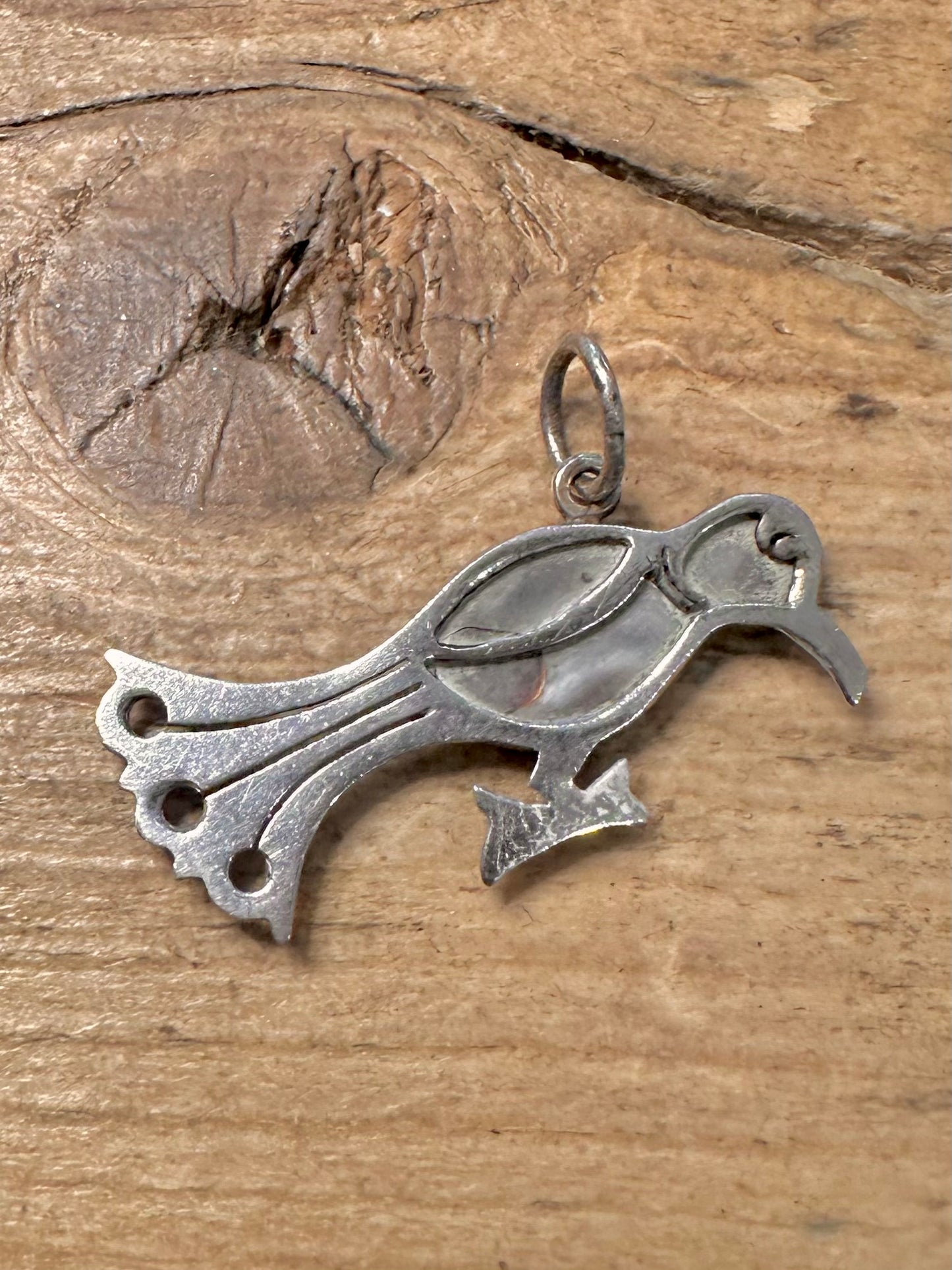 Vintage Bird with Abalone? 925 Silver Pendant