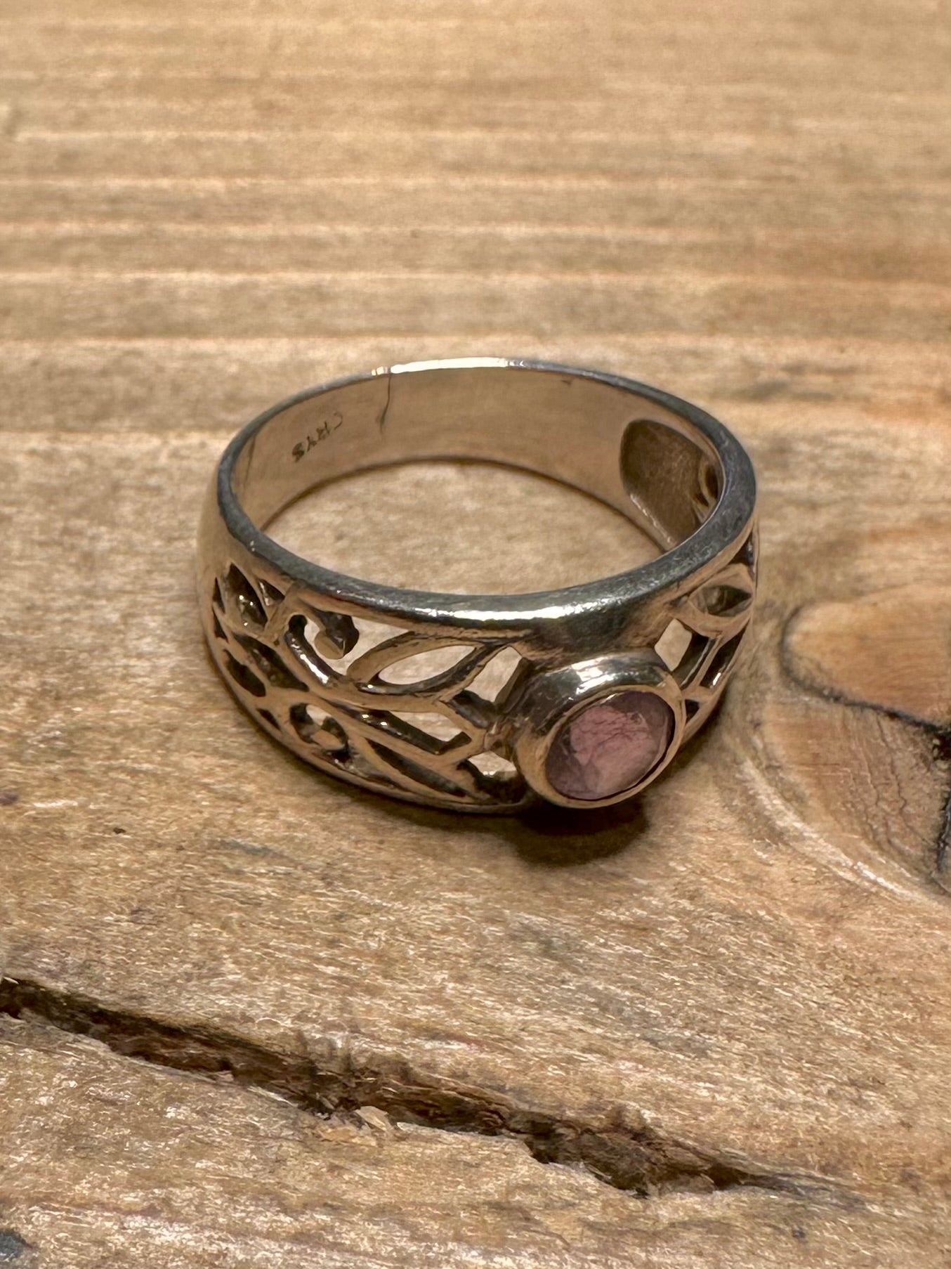 Vintage Amethyst Filigree 925 Silver Size P Ring