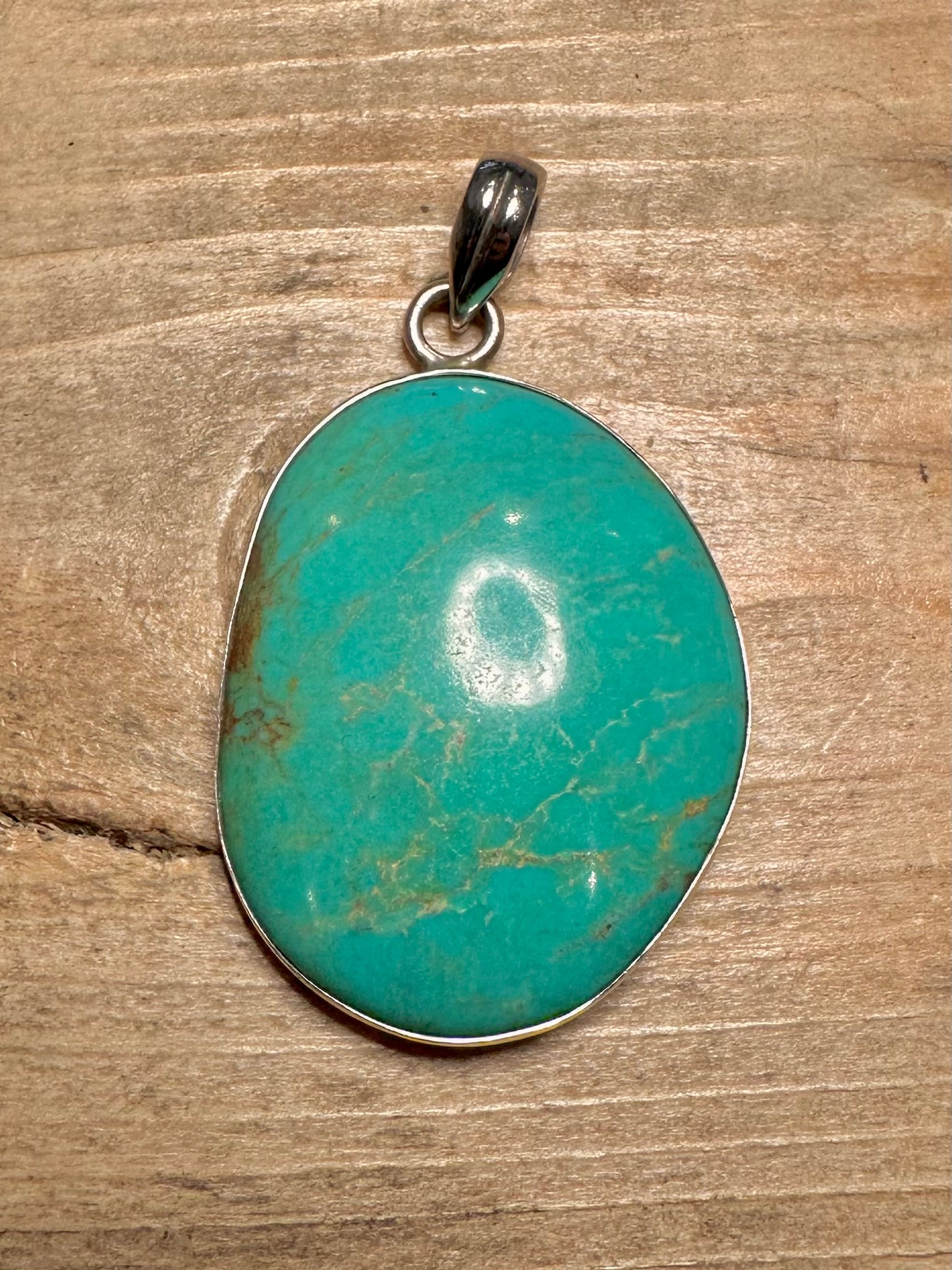 Vintage Large Turquoise 925 Silver Pendant