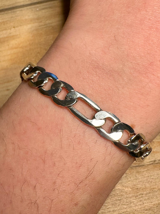 Modern Figaro Curb Chain 925 Silver 7.8 inch Bracelet