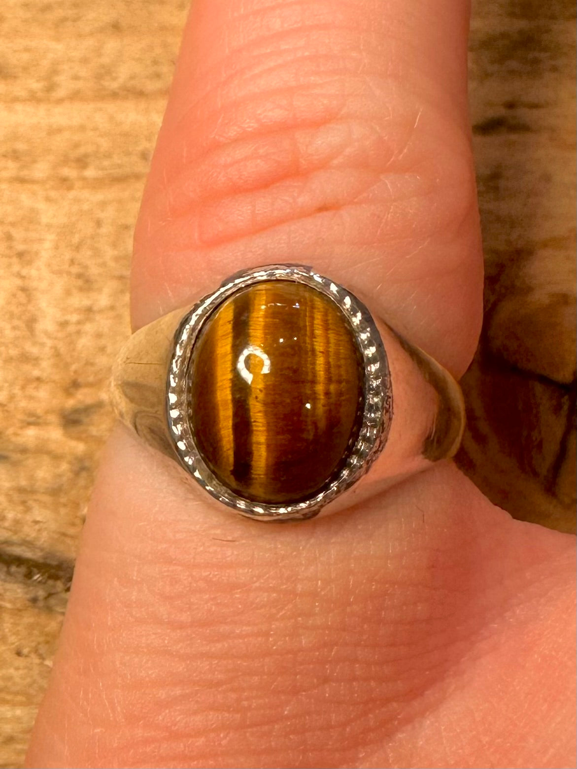 Vintage 1980 Tigers Eye Signet 925 Silver Size K Ring