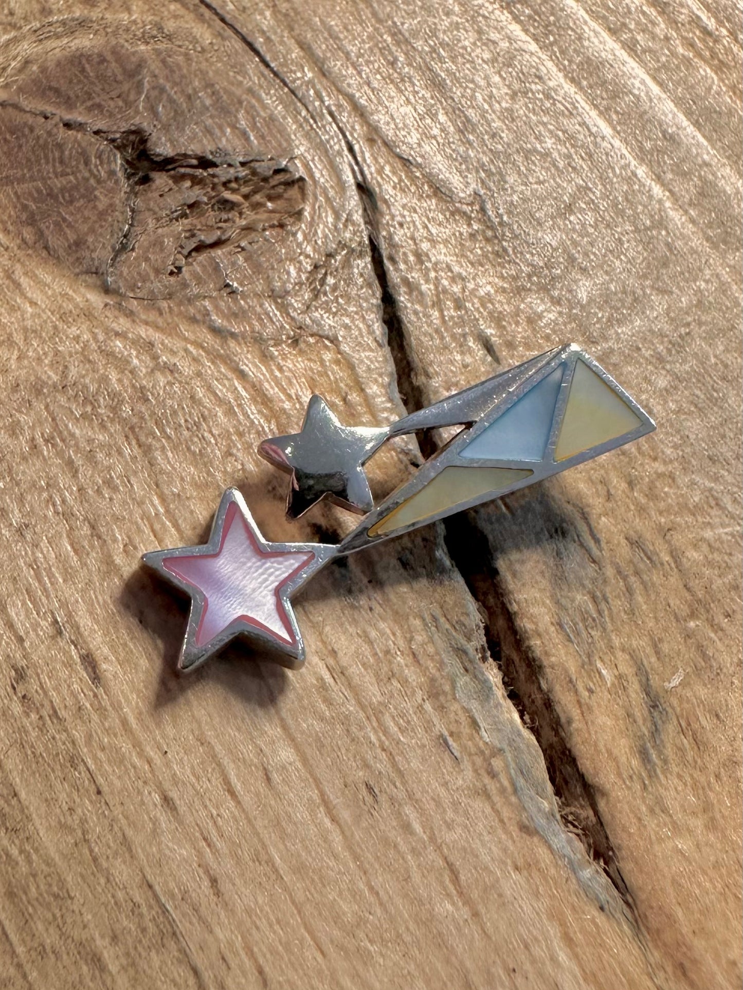 Modernist Mother of Pearl Star 925 Silver Pendant