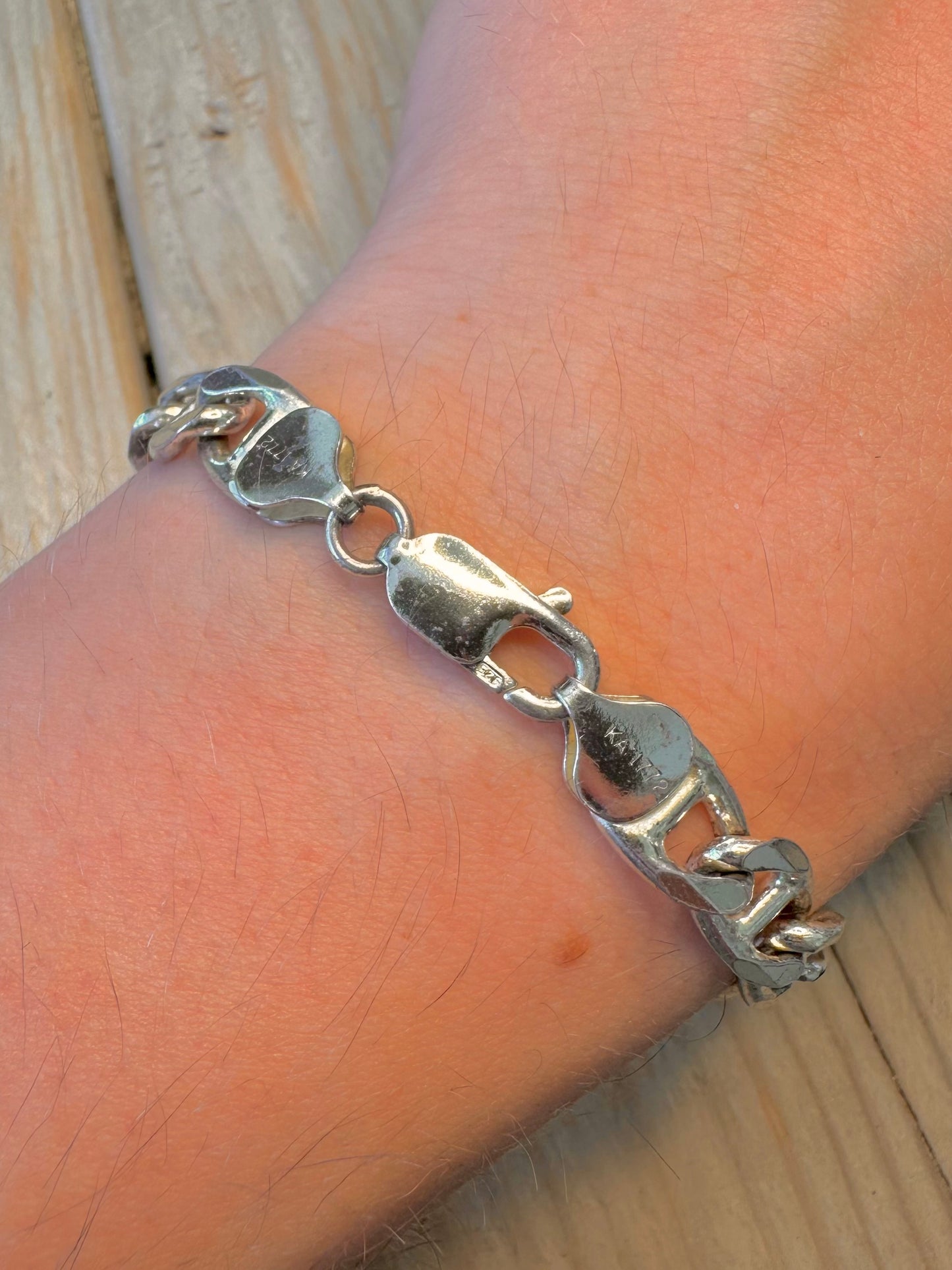 Vintage Anchor Link Italy 925 Silver 8 inch Bracelet