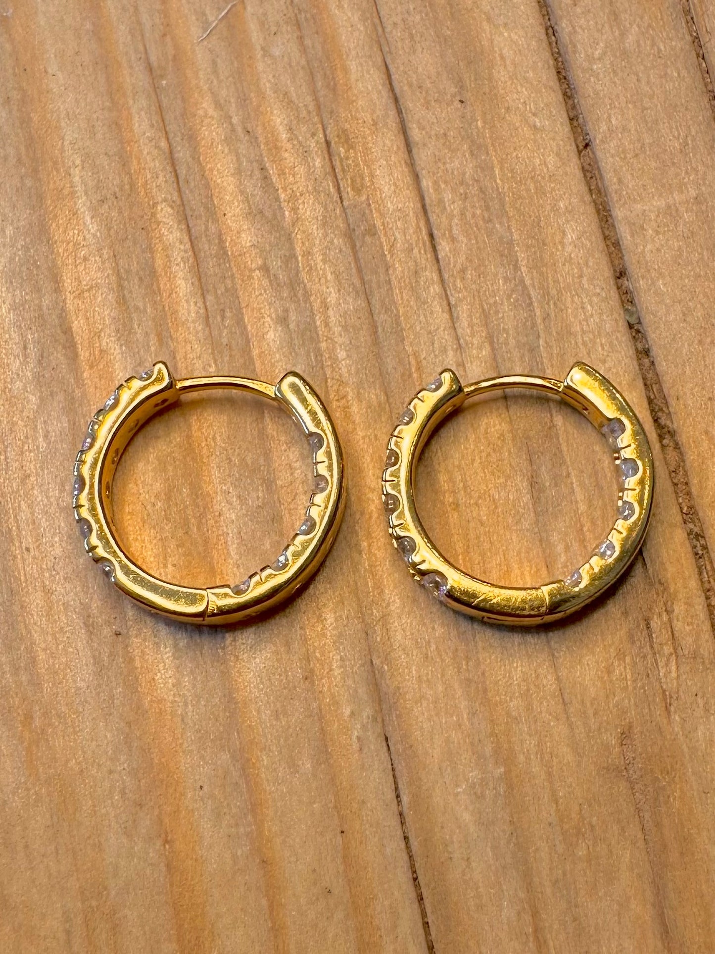 Modern CZ Gold on 925 Silver Hoop Earrings