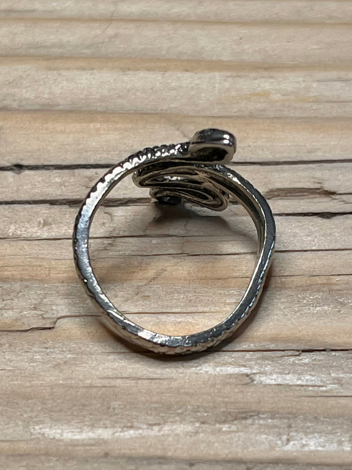 Serpent Textured 925 Sterling Silver Size N Adjustable Ring
