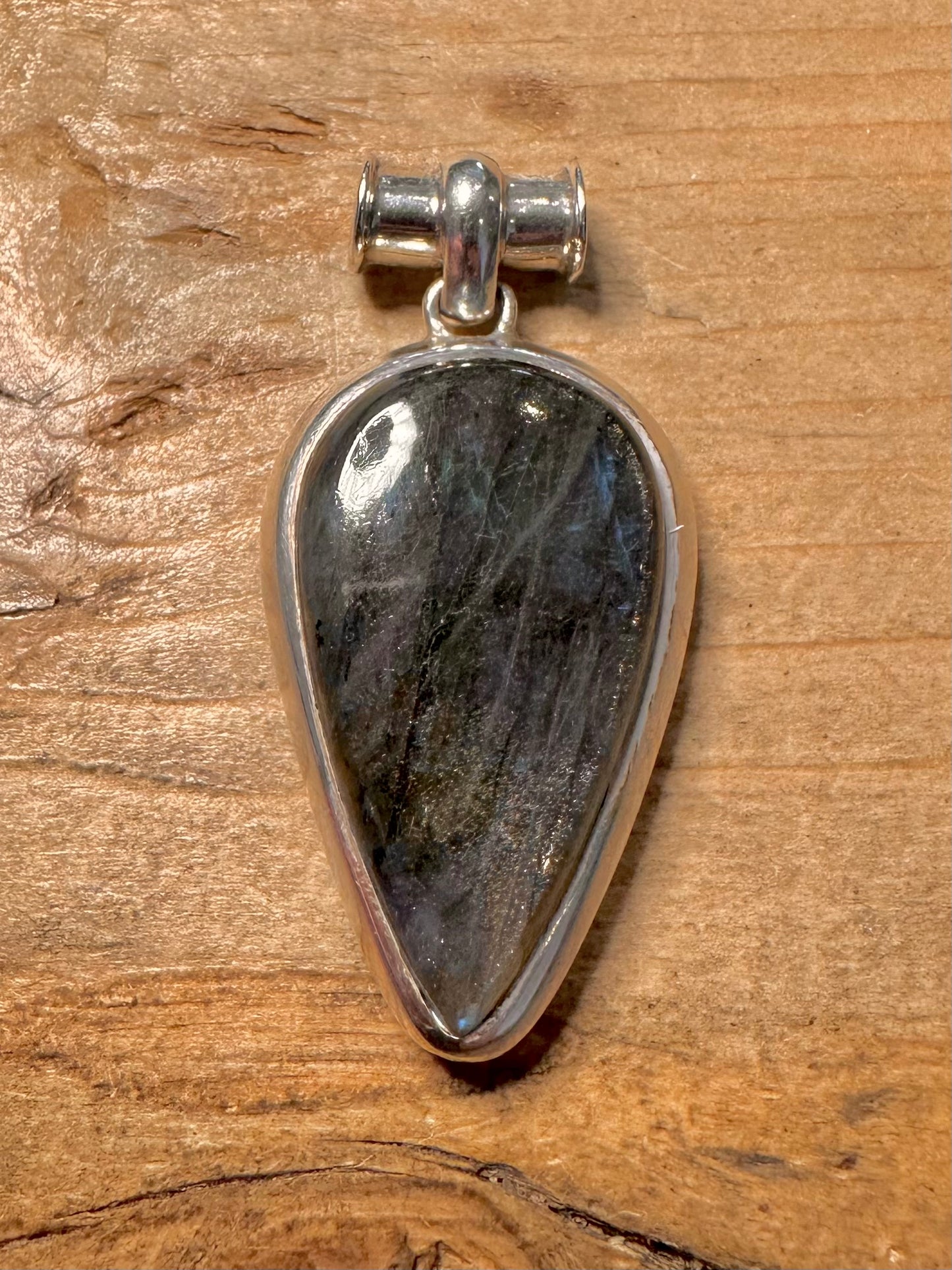 Vintage Labradorite Drop 925 Silver Pendant
