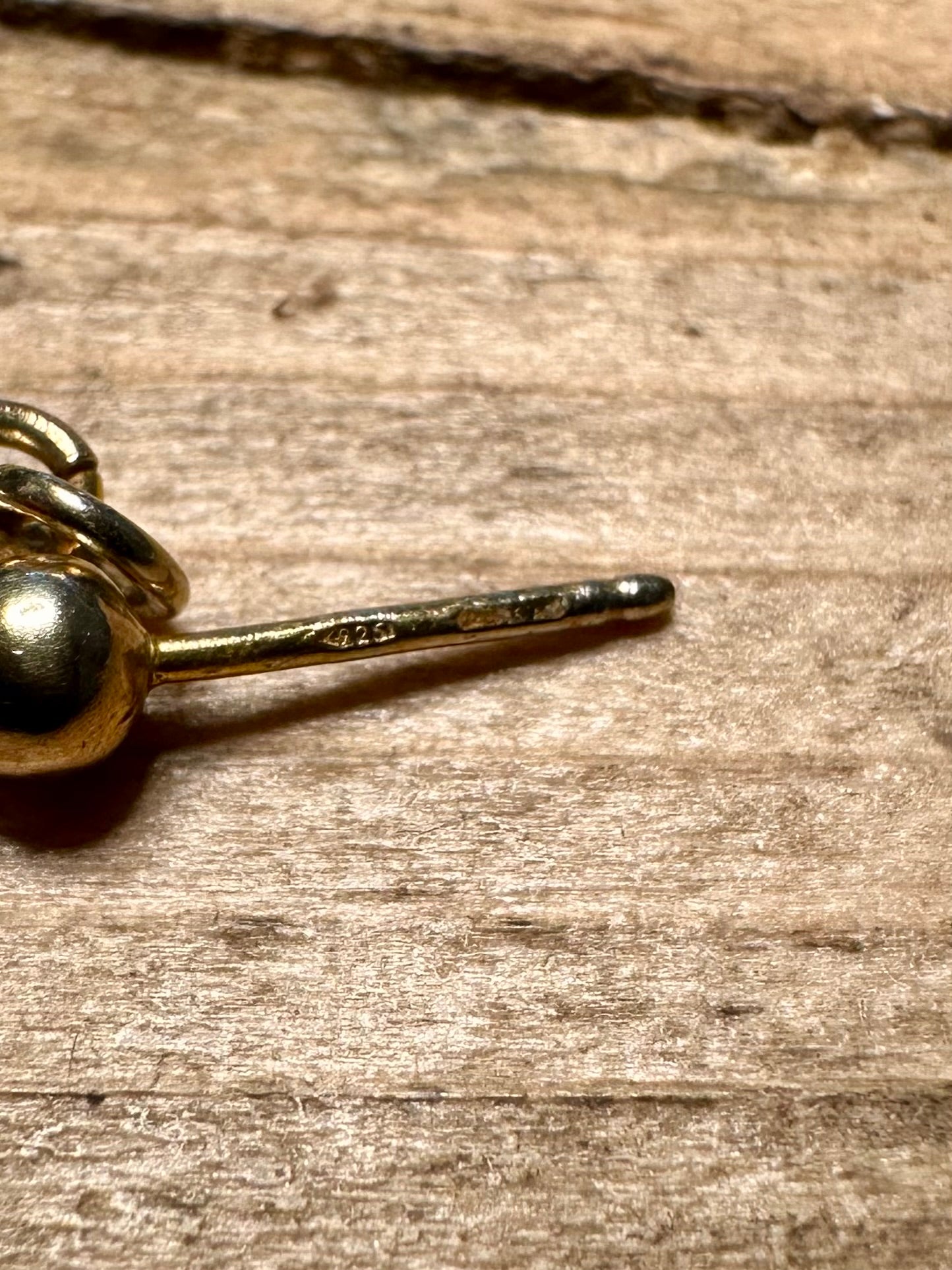 Vintage Chunky Tear Drop Gold on 925 Silver Earrings