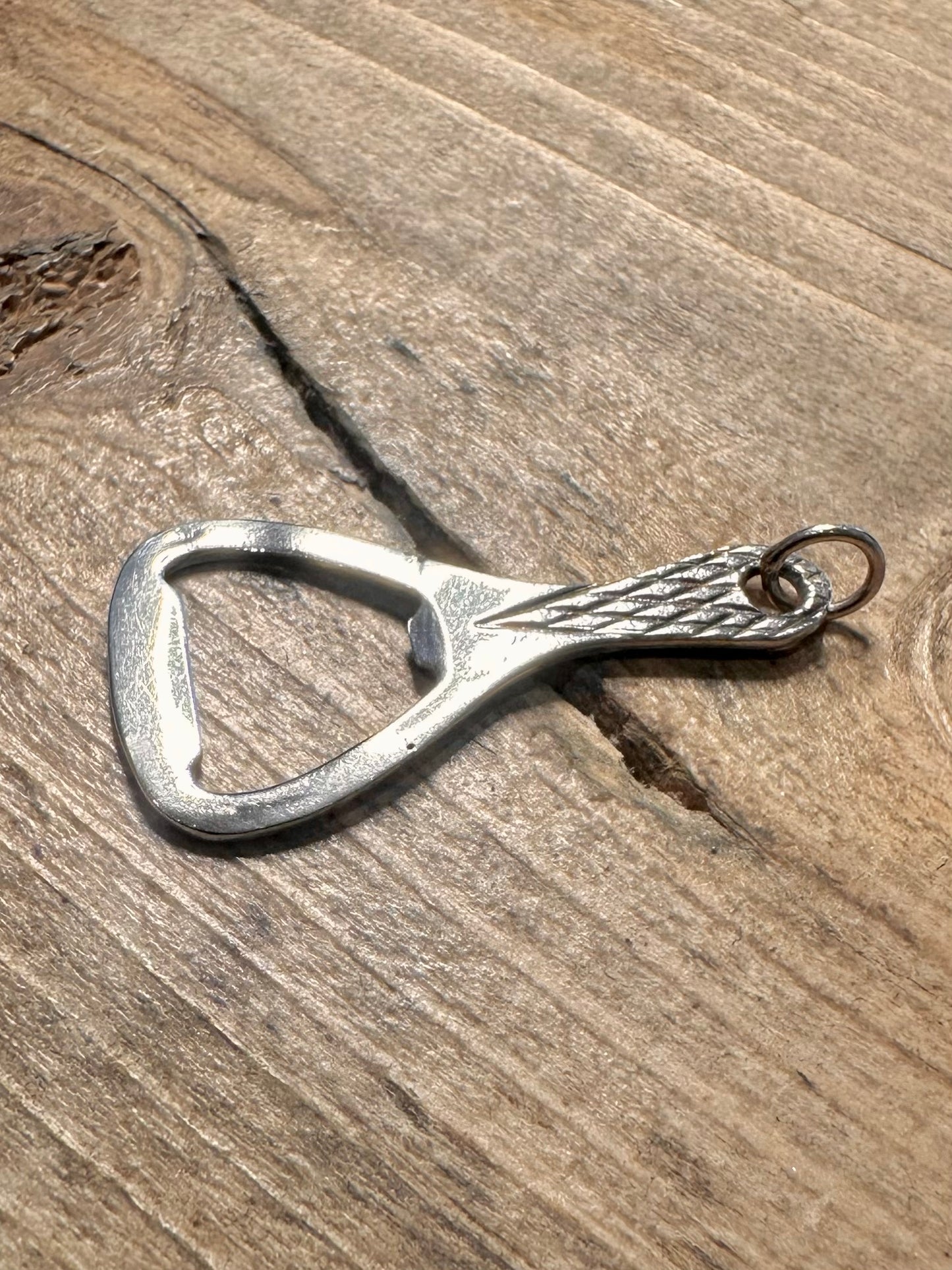 Vintage 1977 Bottle Opener Maker QS London 925 Silver Pendant