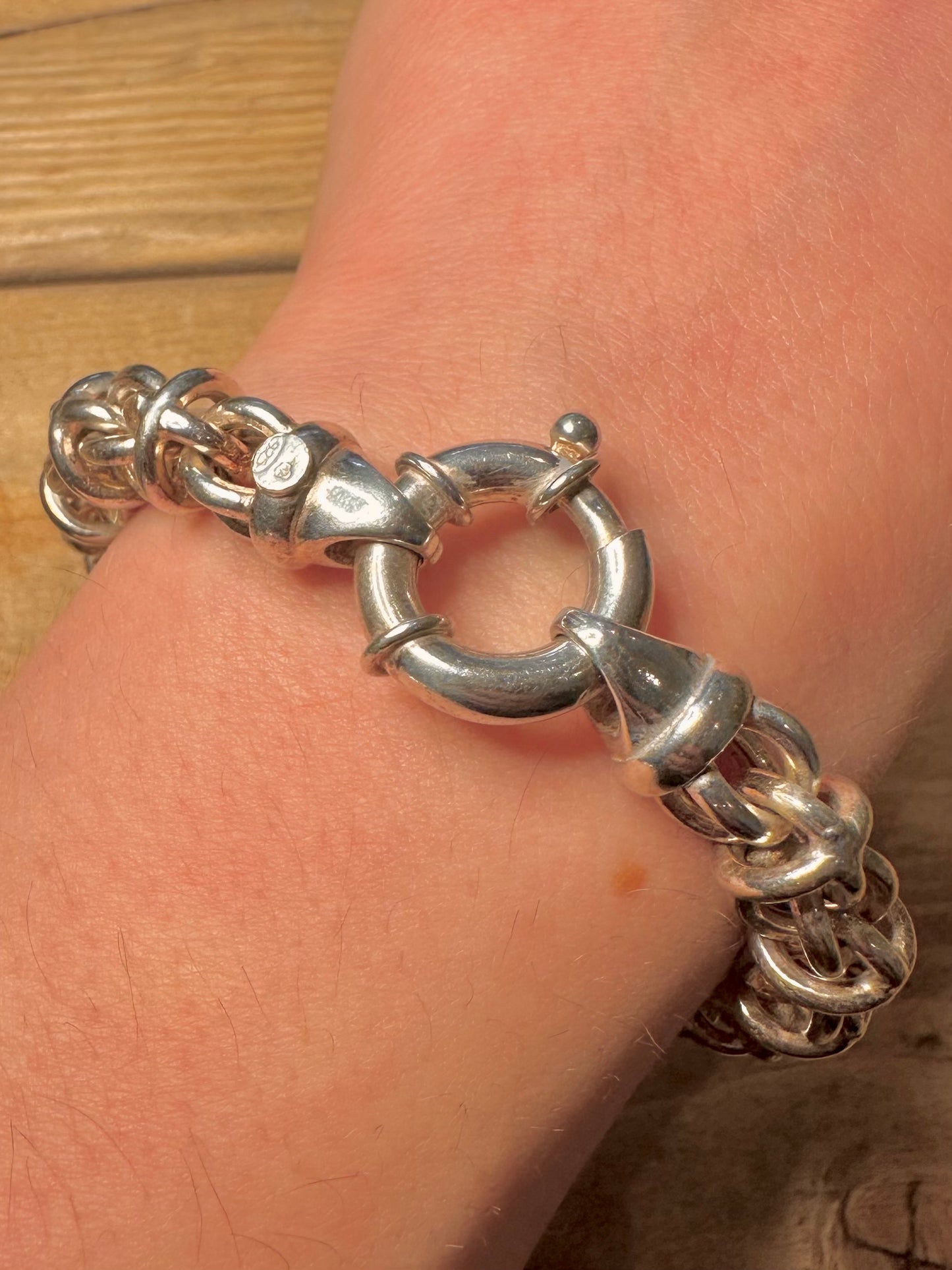 Vintage Chunky Unique Link 925 Silver 8.3 inch Bracelet