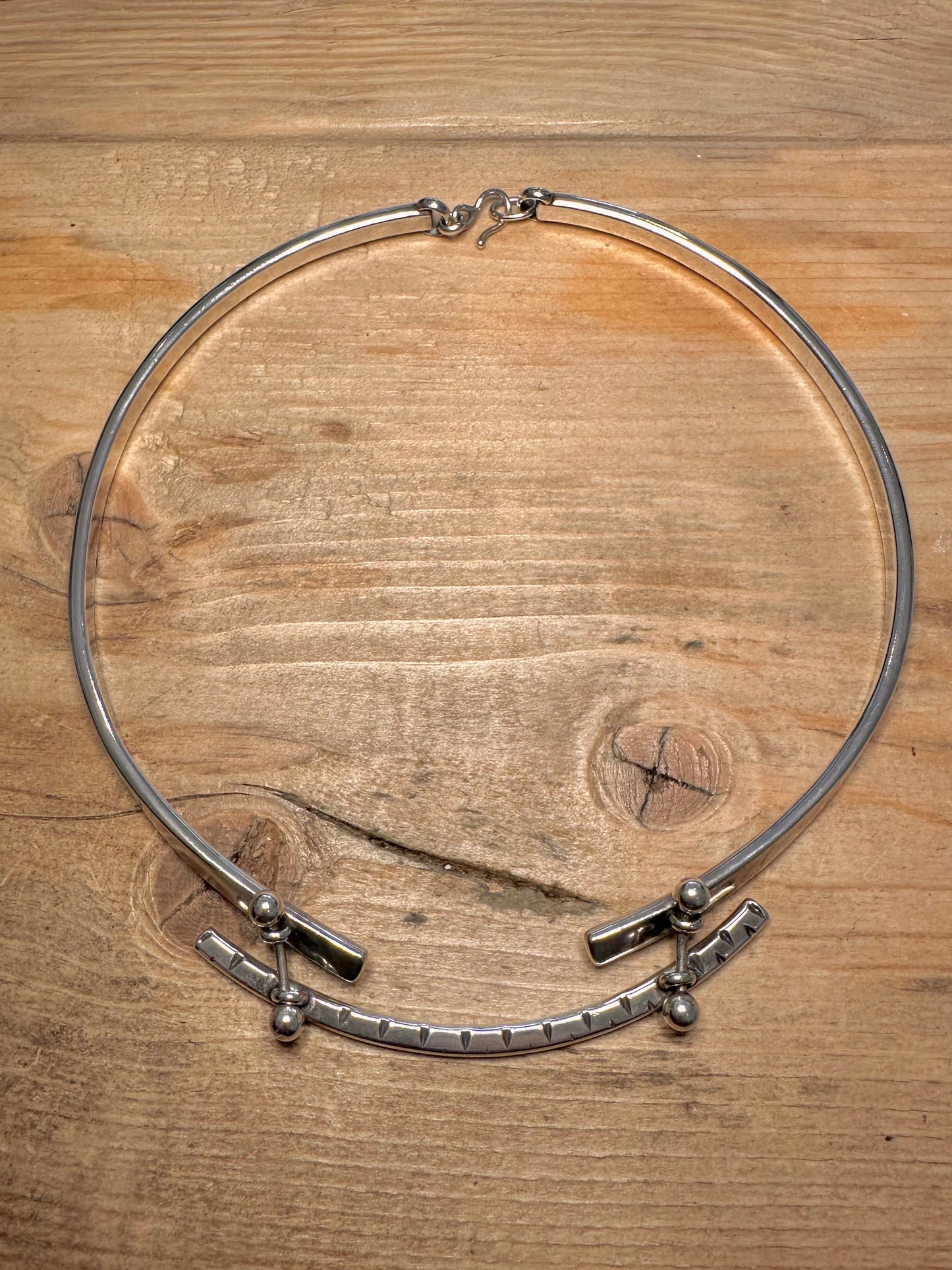 Abstract 1998 Chocker Bar Maker AR 925 Silver Necklace