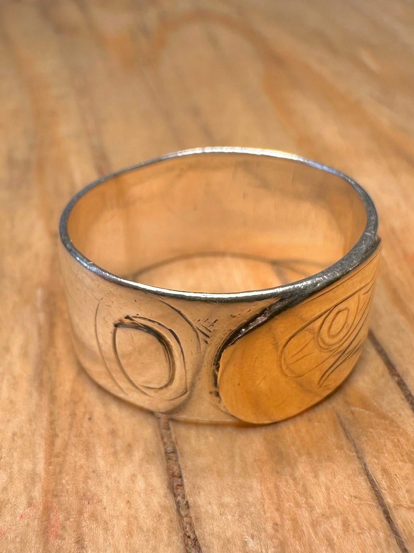 Vintage First Nations Gold Eagle 925 Sterling Silver Size Q Ring