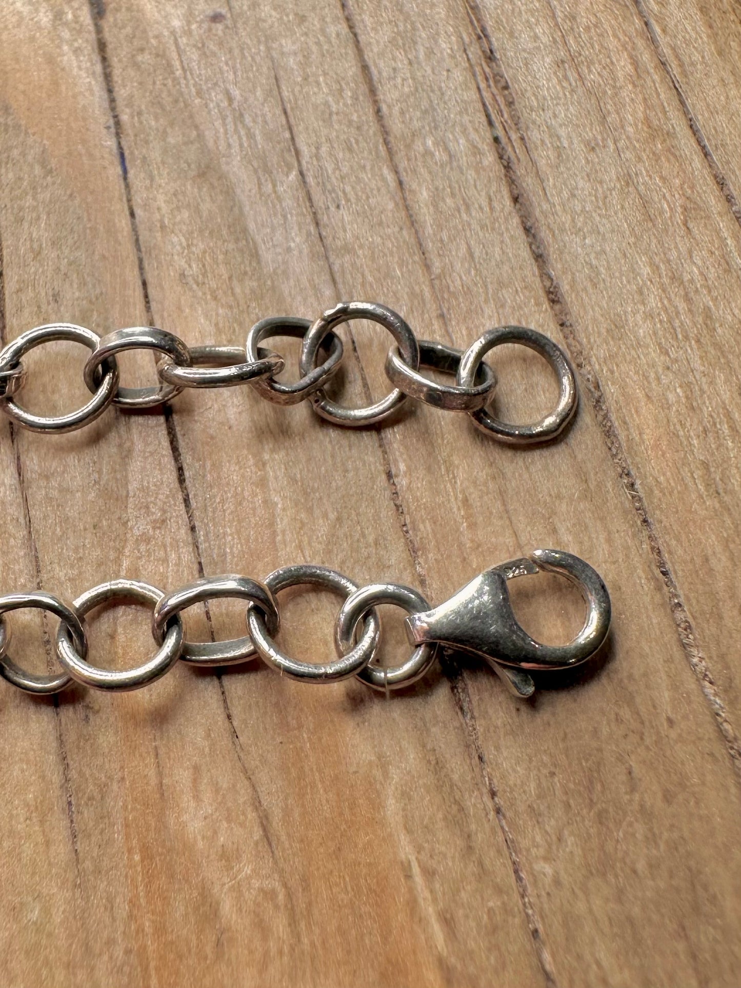 Vintage Moonstone and Amethyst Chain 925 Sterling Silver 6.5 to 8.4 inch Bracelet