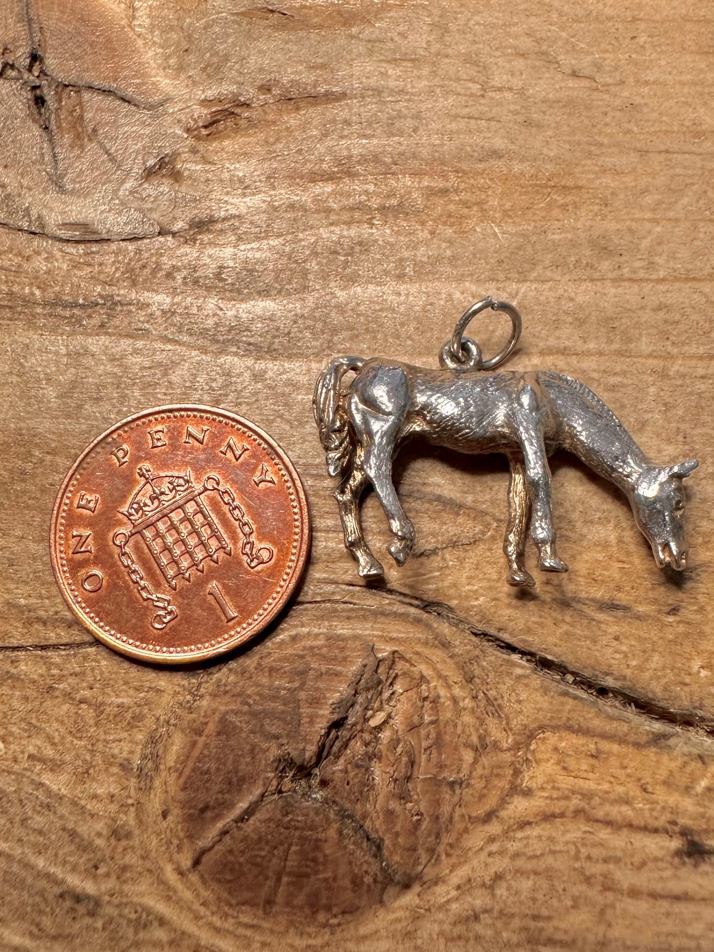 Vintage Large Horse 925 Silver Charm Pendant