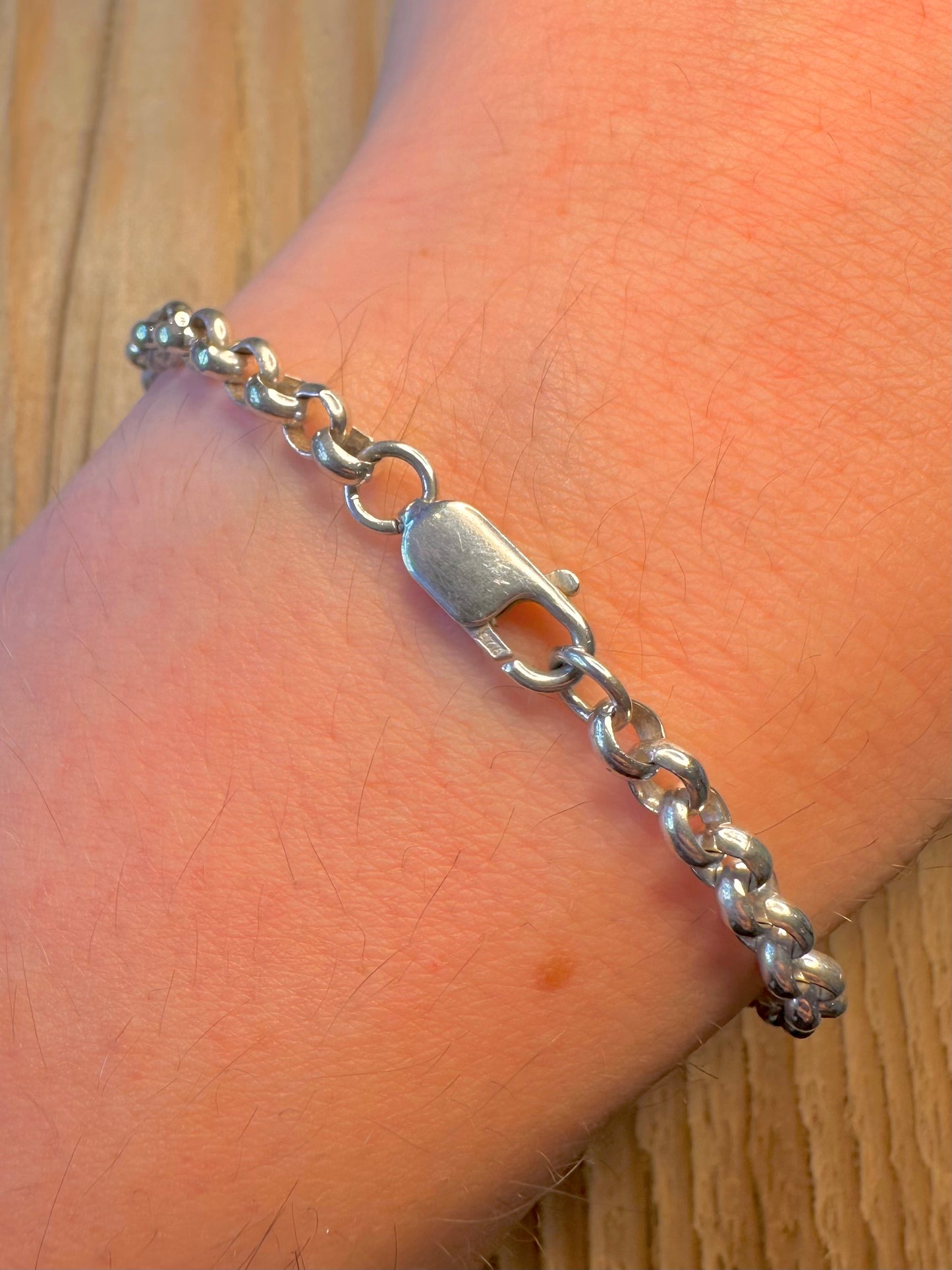 Vintage Belcher Chain 925 Sterling Silver 7.3 inch Bracelet