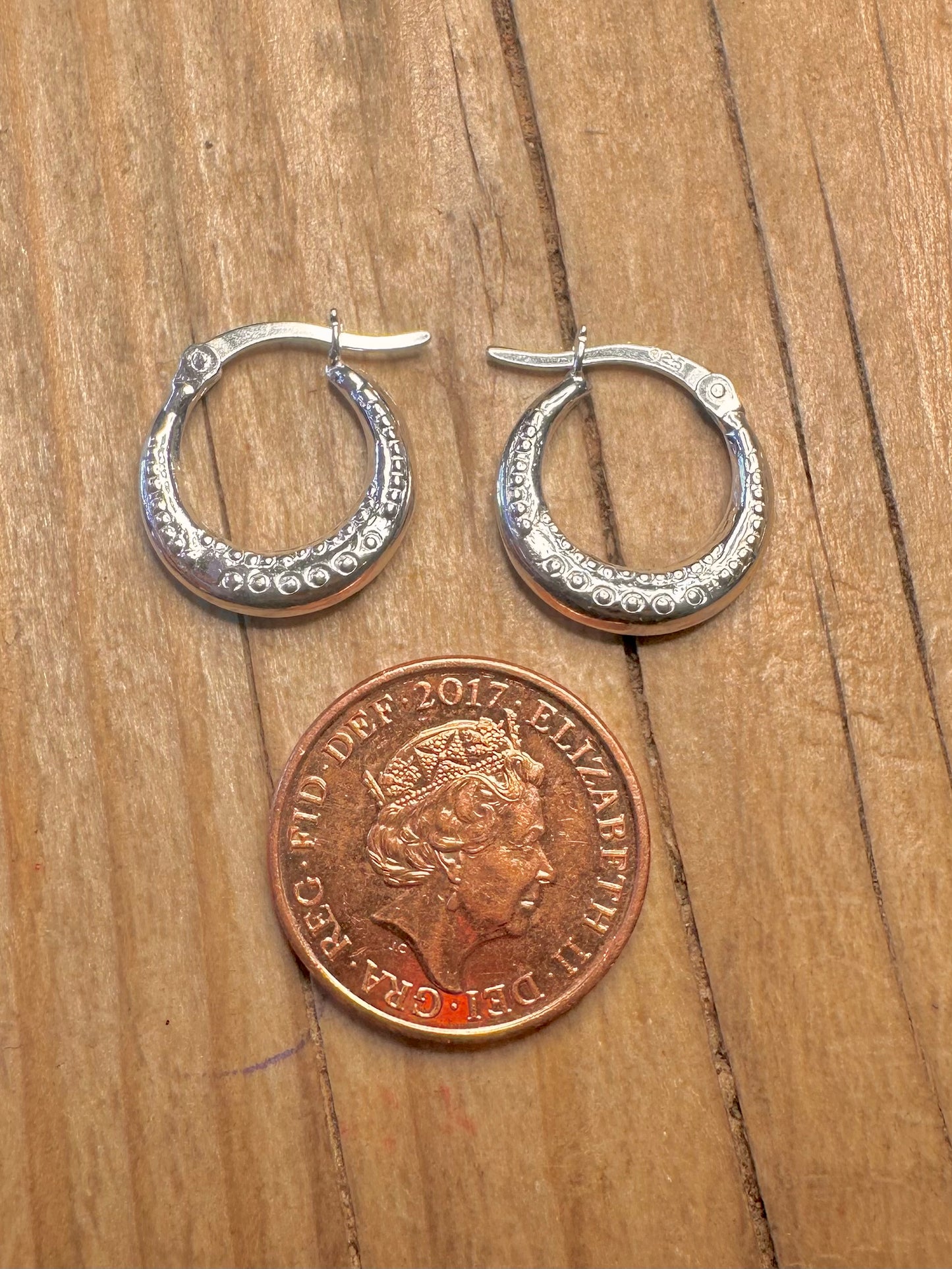 Modern Textured Hoops 925 Sterling Silver Earrings