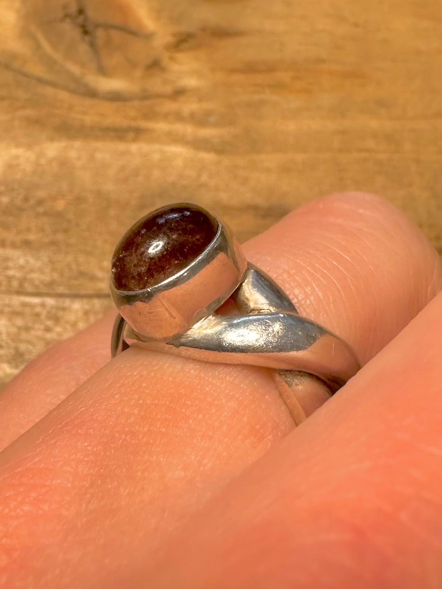 Abstract Garnet Twisted Chunky 925 Silver Size P Ring
