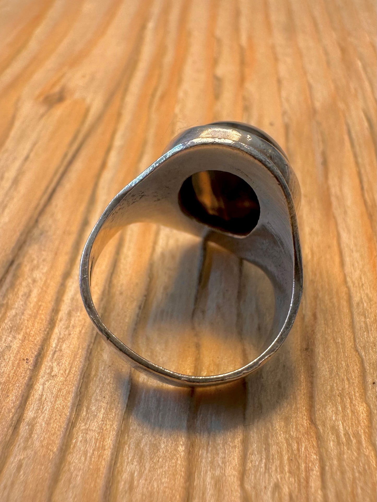 Vintage 1970 Blue Tigers Eye 925 Sterling Silver Size L1/2 Ring