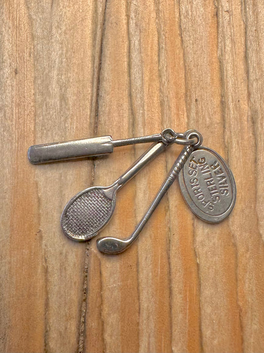 Vintage Sports Set 925 Sterling Silver Charm Pendant