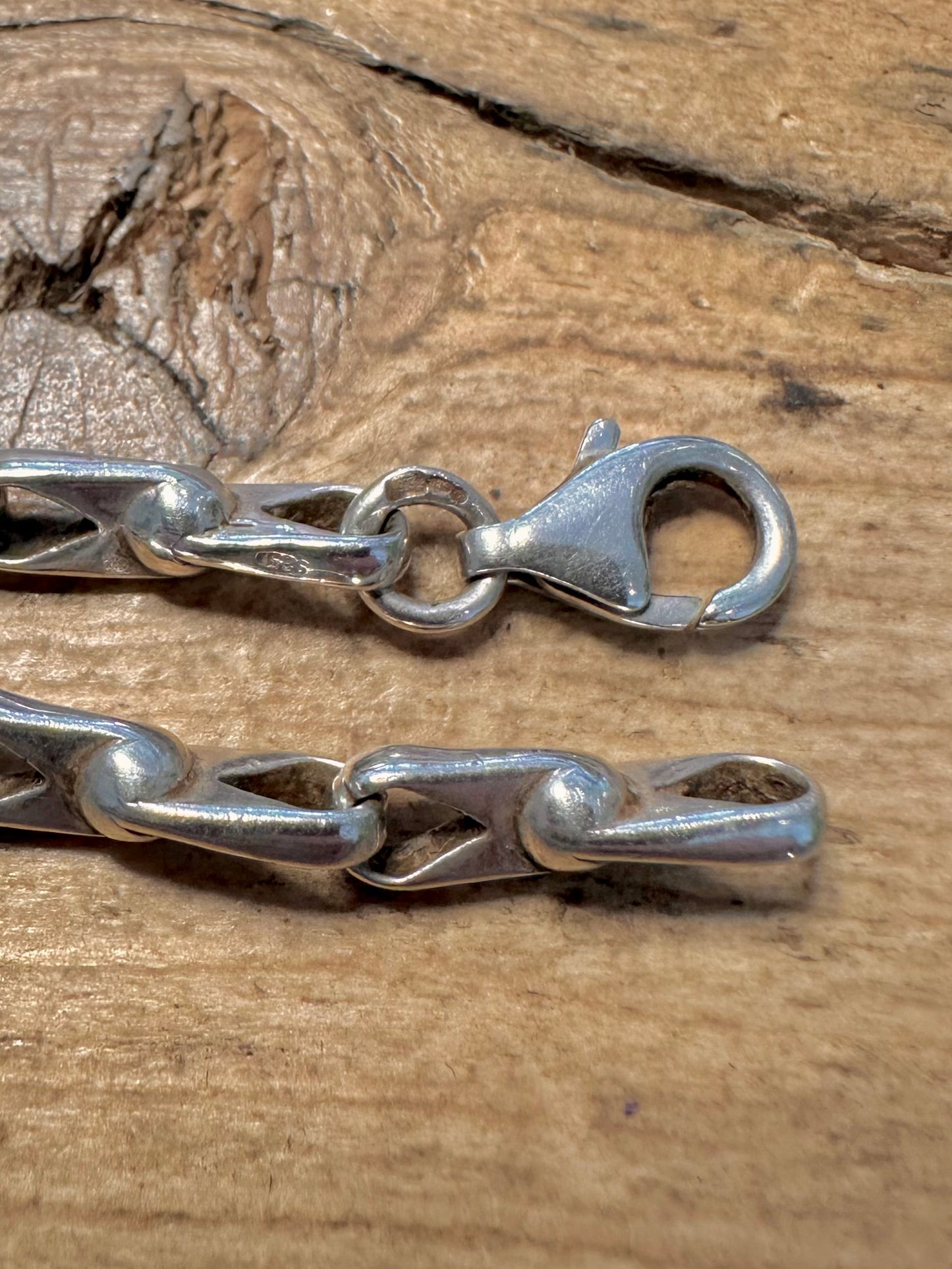 Vintage Abstract Unique Bar Link 925 Silver 15.3 inch Necklace