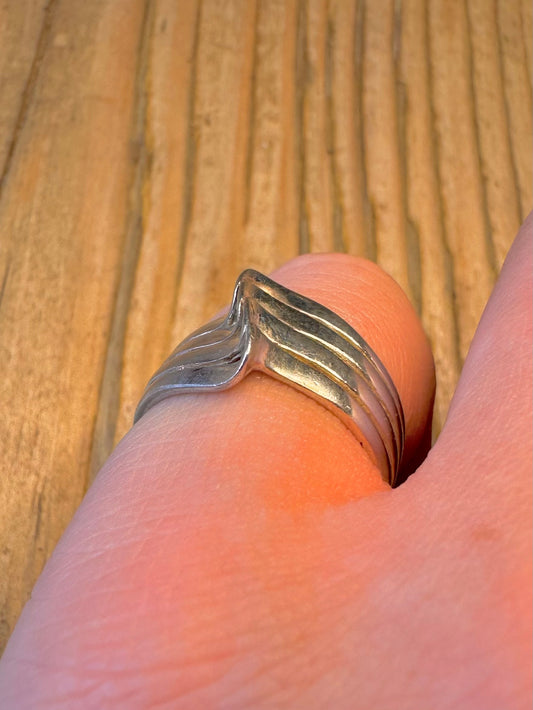 Abstract Layered Twist 925 Sterling Silver Size N Ring