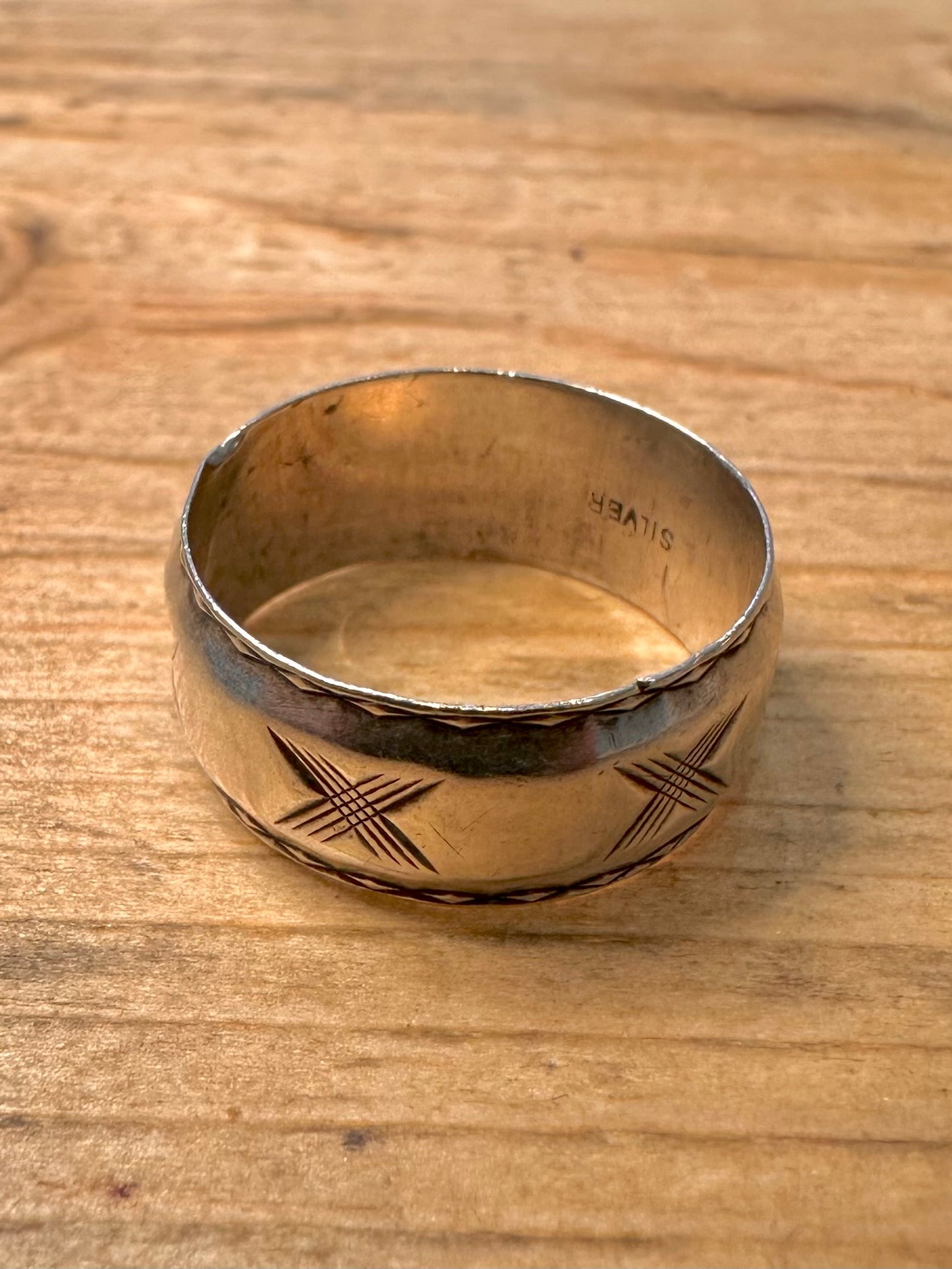 Vintage X Band 925 Silver Size N1/2 Ring