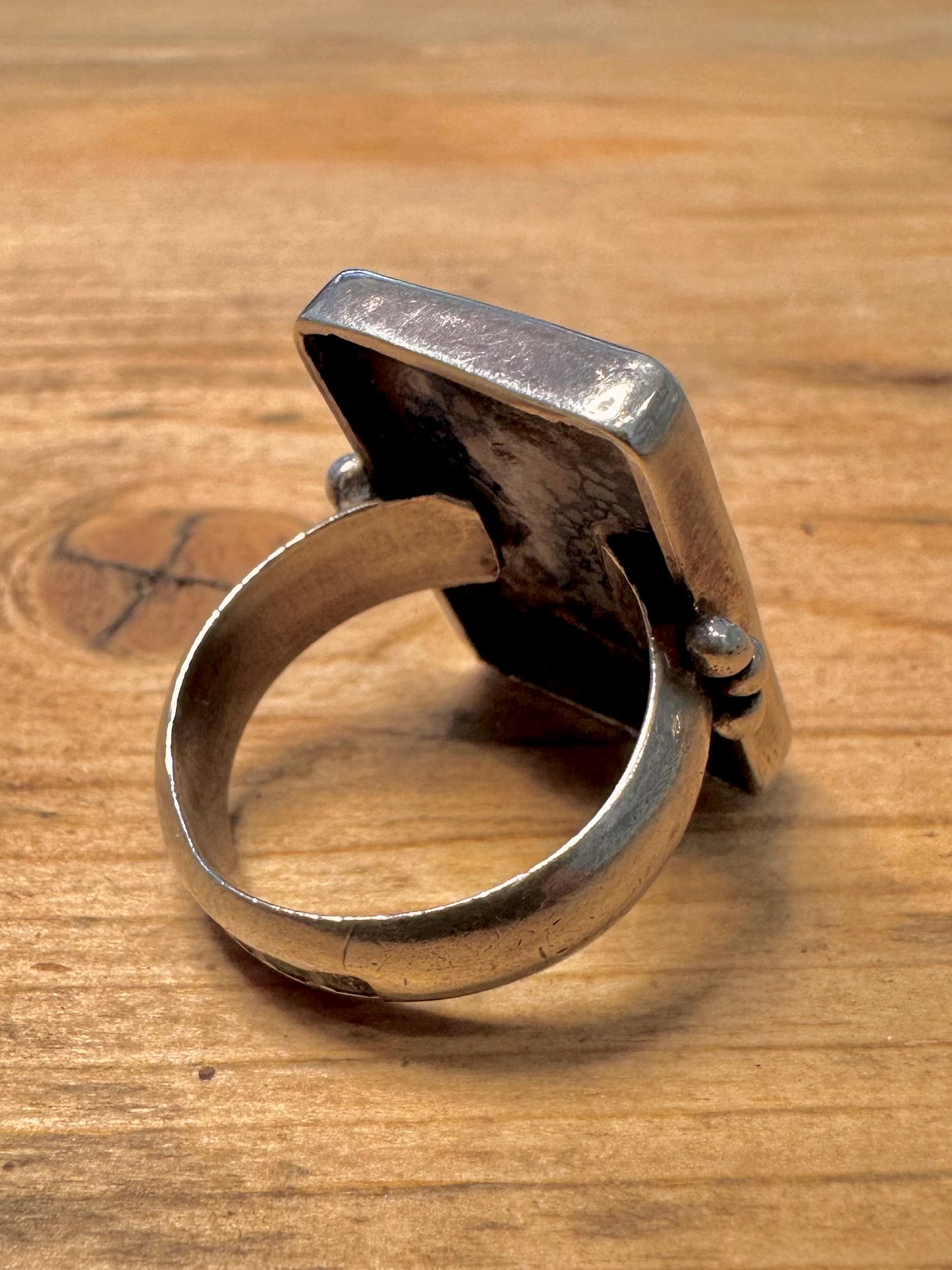 Vintage 1991 Rectangle Lapis 925 Silver Size S Ring