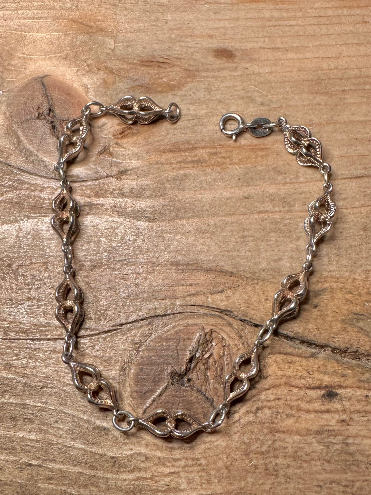 Vintage Abstract Mace Style 925 Silver 8 inch Bracelet